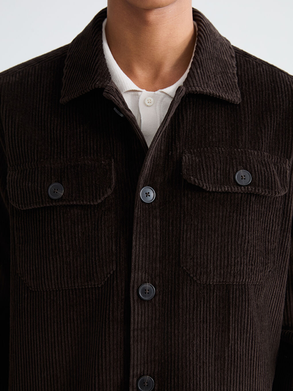 Kahverengi Gömlek Yaka Erkek Gömlek Ceket-2