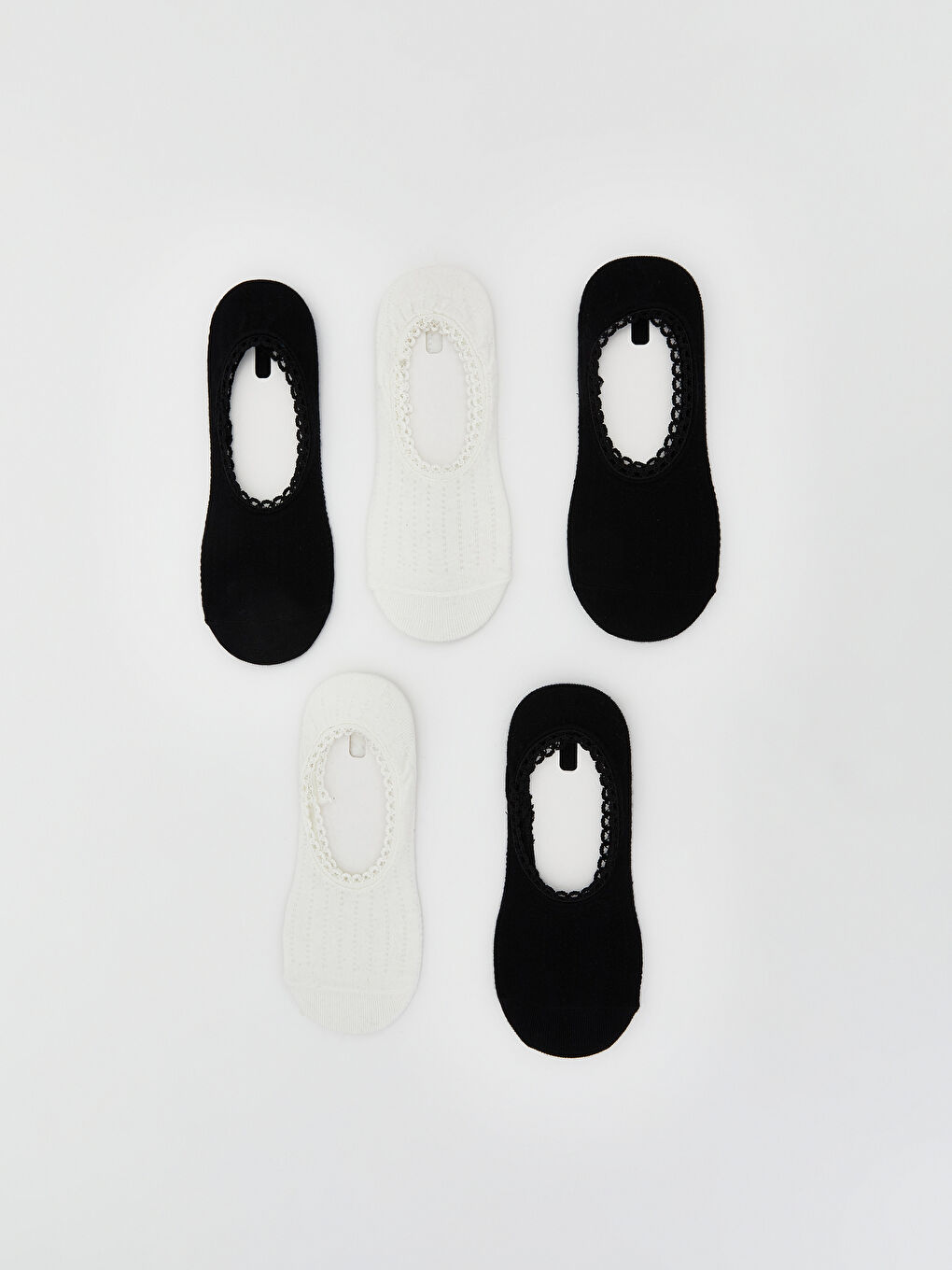 Siyah Dantel Detaylı Kadın Babet Çorap 5'li