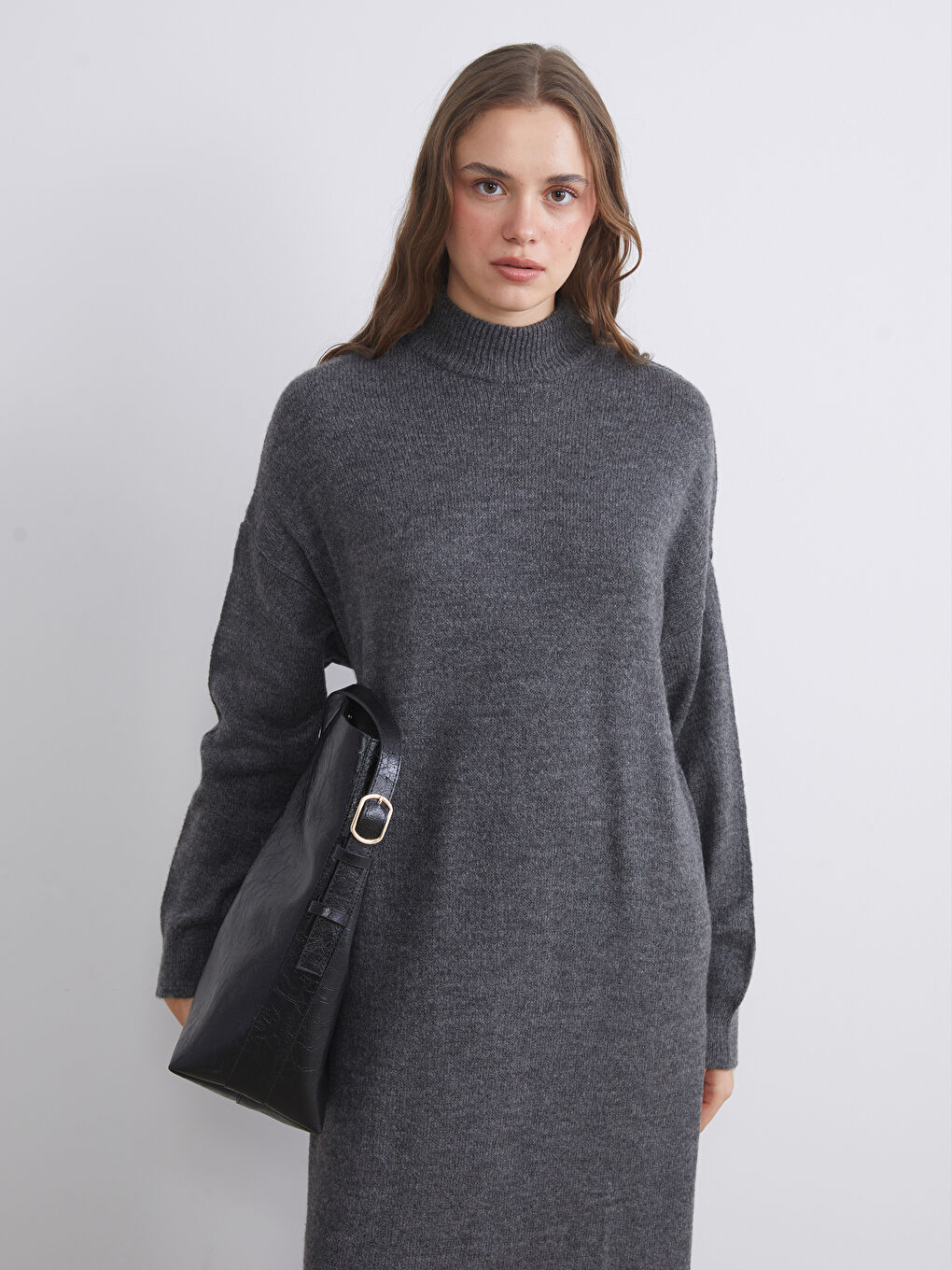 LCW Modest Neckband Tricot Dress -W5GF16Z8-CZM