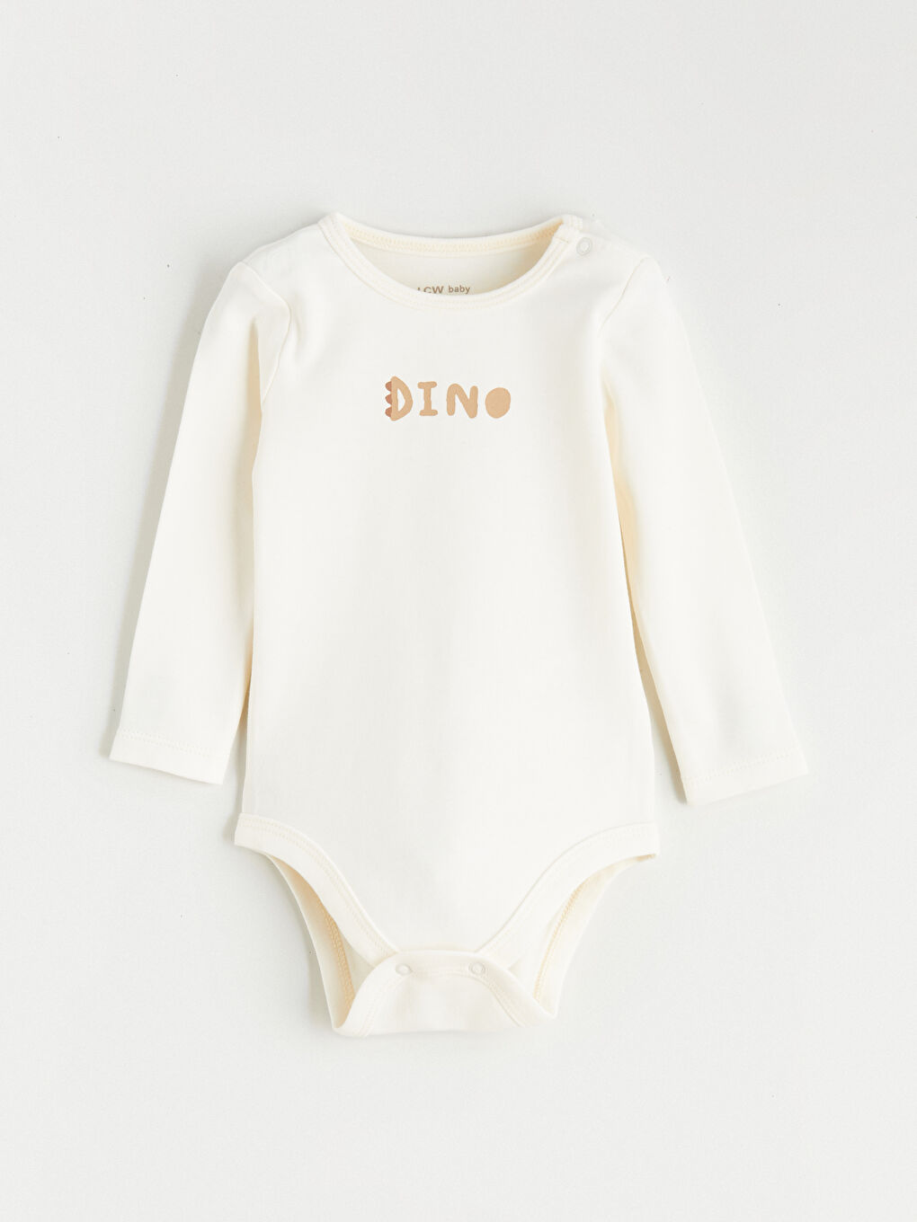 Bej Dino Baskılı Erkek Bebek Çıtçıtlı Body