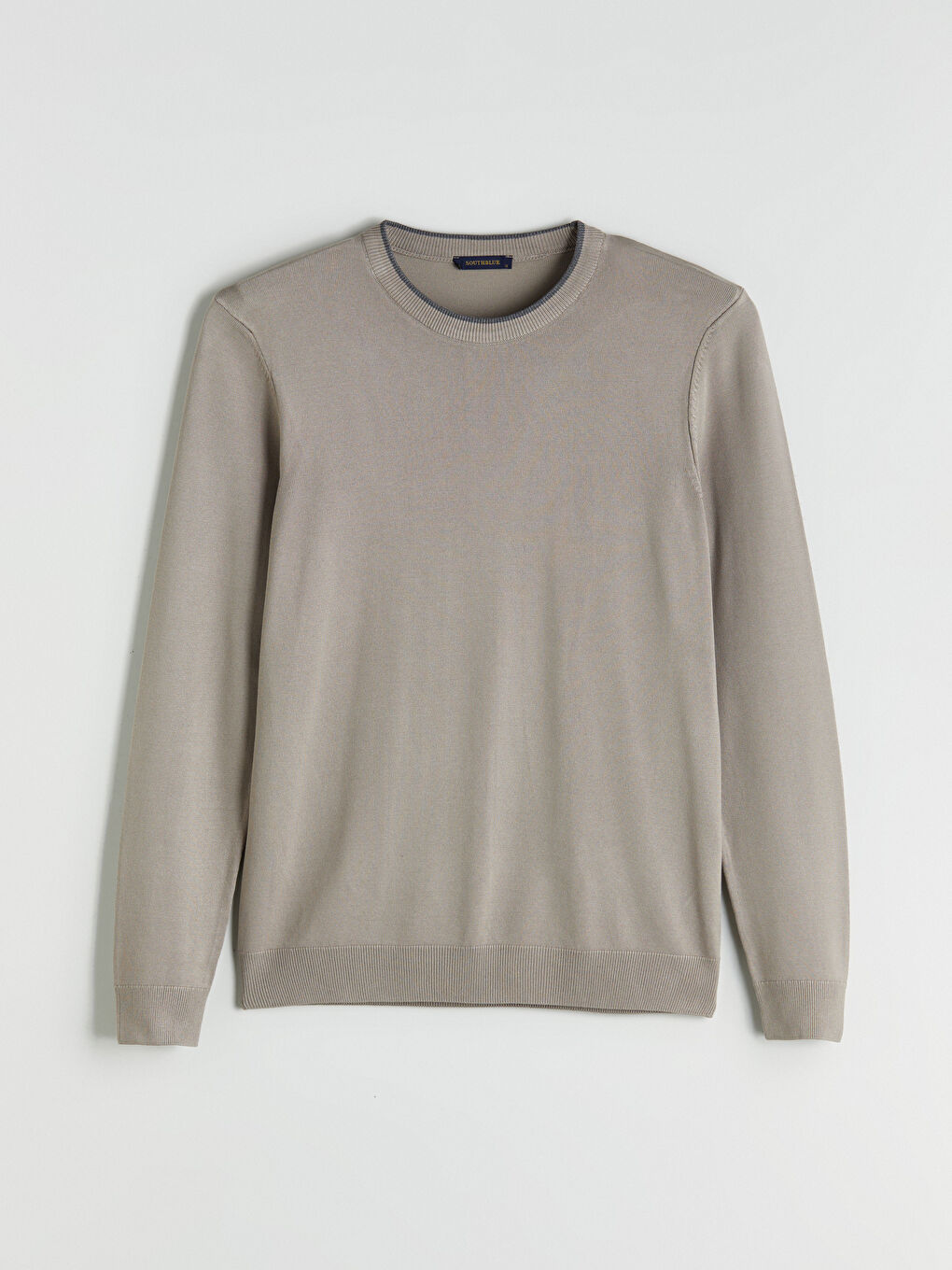 Bej Bisiklet Yaka Erkek Triko Kazak-4