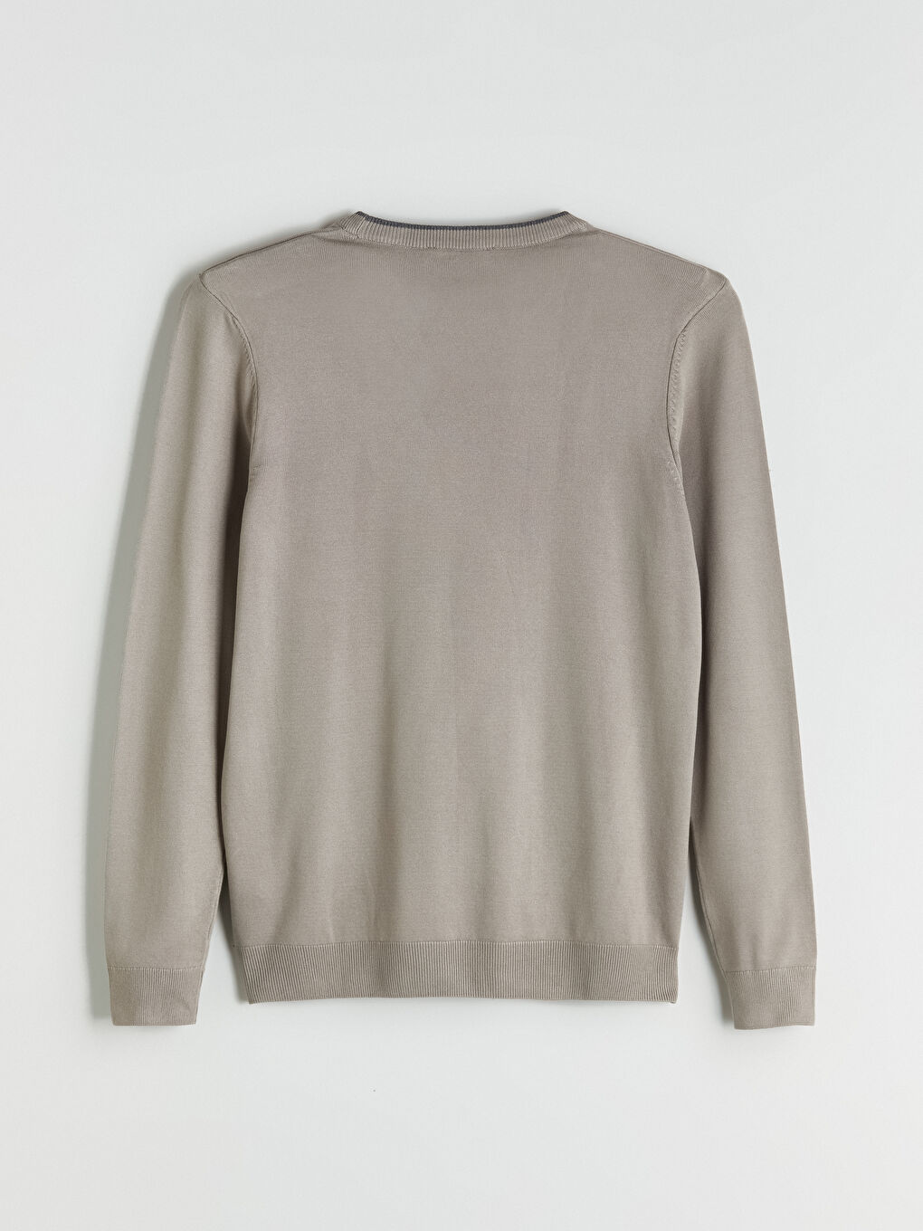 Bej Bisiklet Yaka Erkek Triko Kazak-5