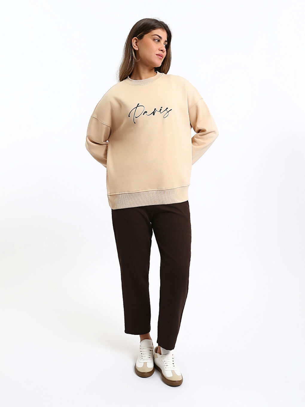 Paris Printed Oversize Women's Thick Sweatshirt-1