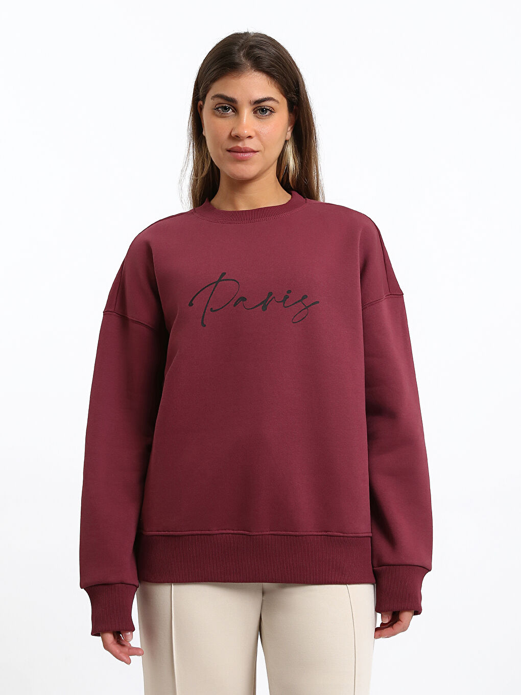 Paris Printed Oversize Women's Thick Sweatshirt-1