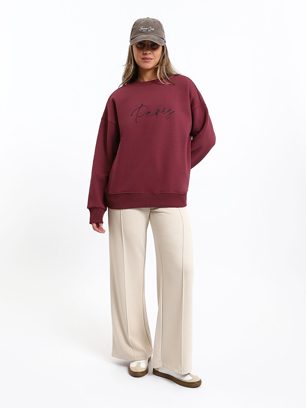 Paris Printed Oversize Women's Thick Sweatshirt-2