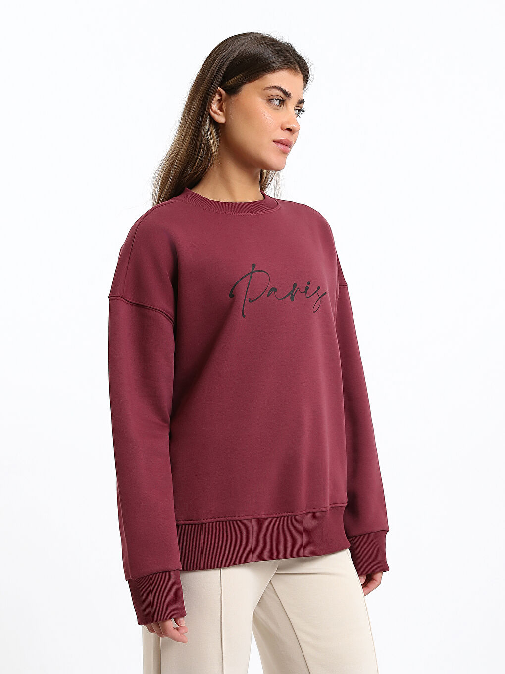 Paris Printed Oversize Women's Thick Sweatshirt-6