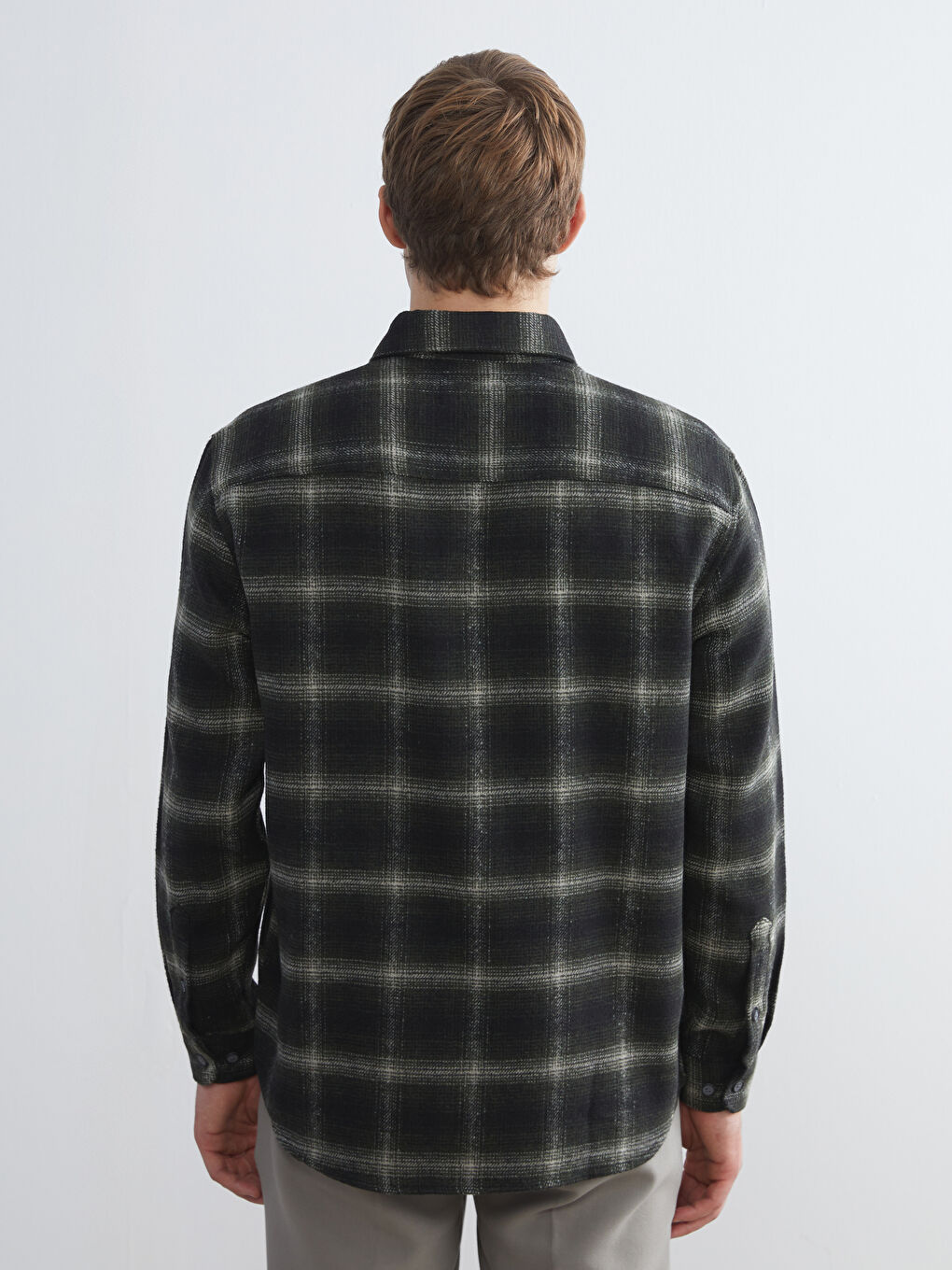 Regular Fit Long Sleeve Plaid Men's Flannel Shirt-3