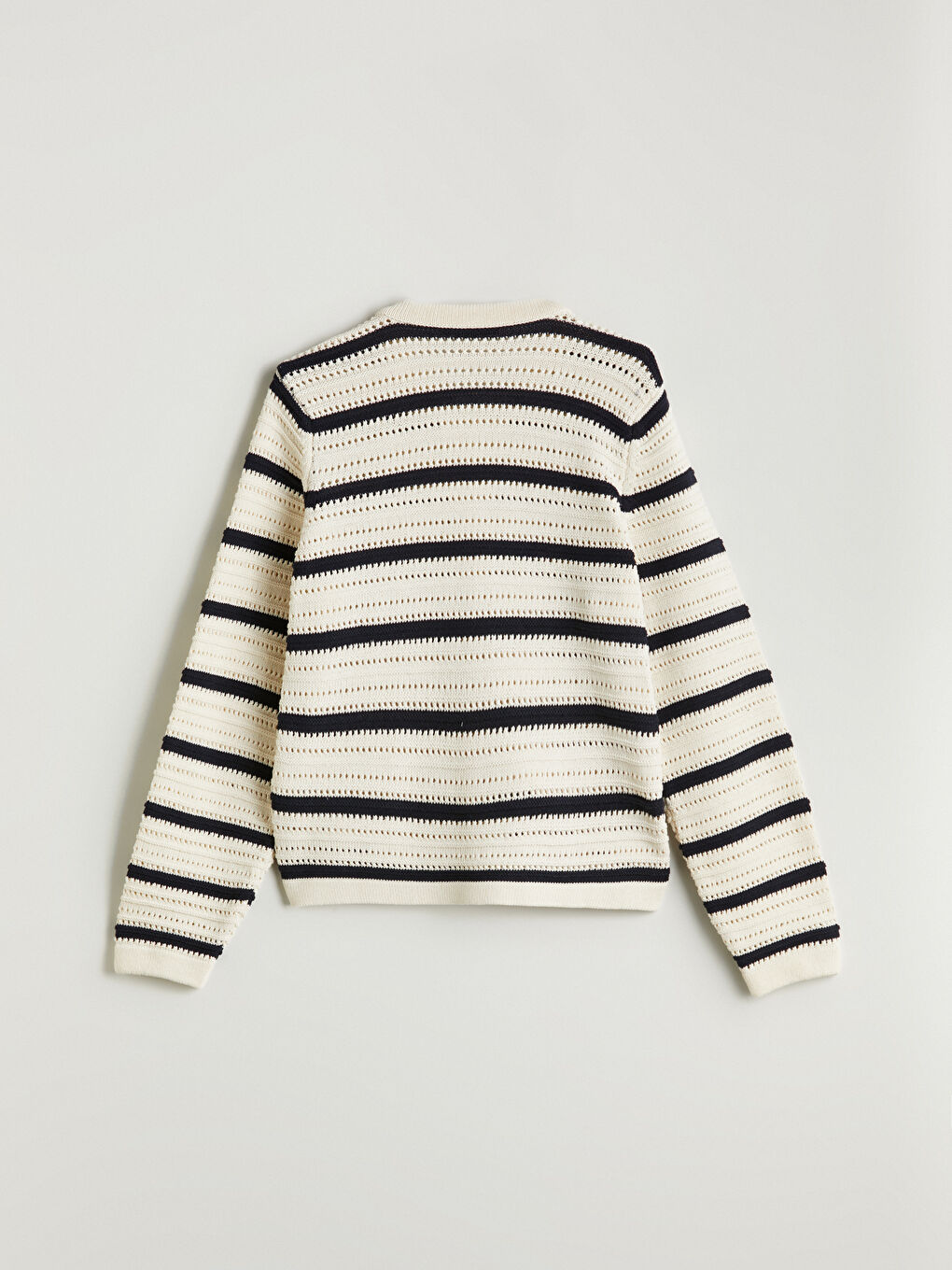 LCW Modest Crew Neck Striped Women's Knitwear Cardigan -W5GF41Z8-LGS