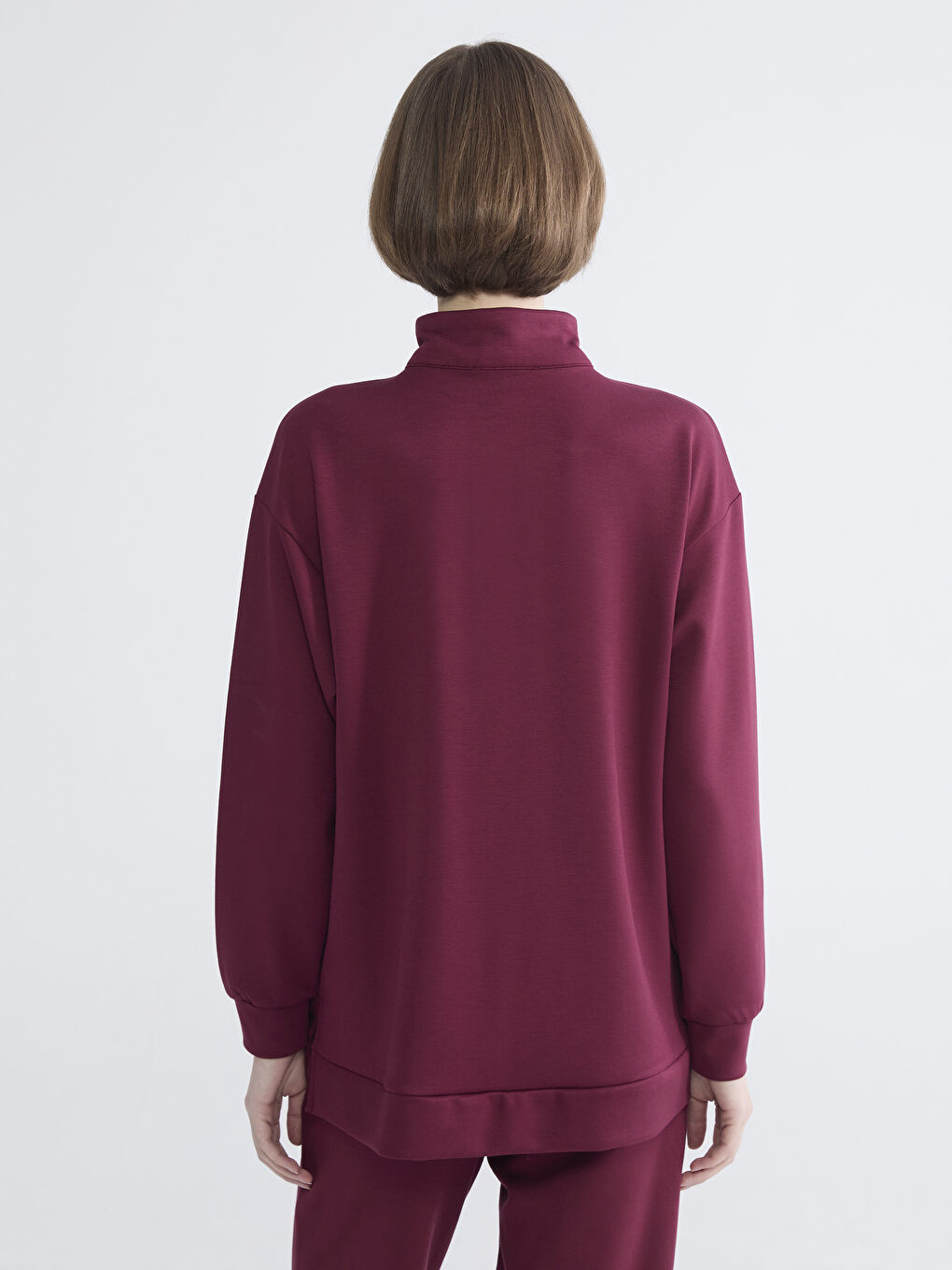 تونيك سويتشيرت بياقة قمع للسيدات-3