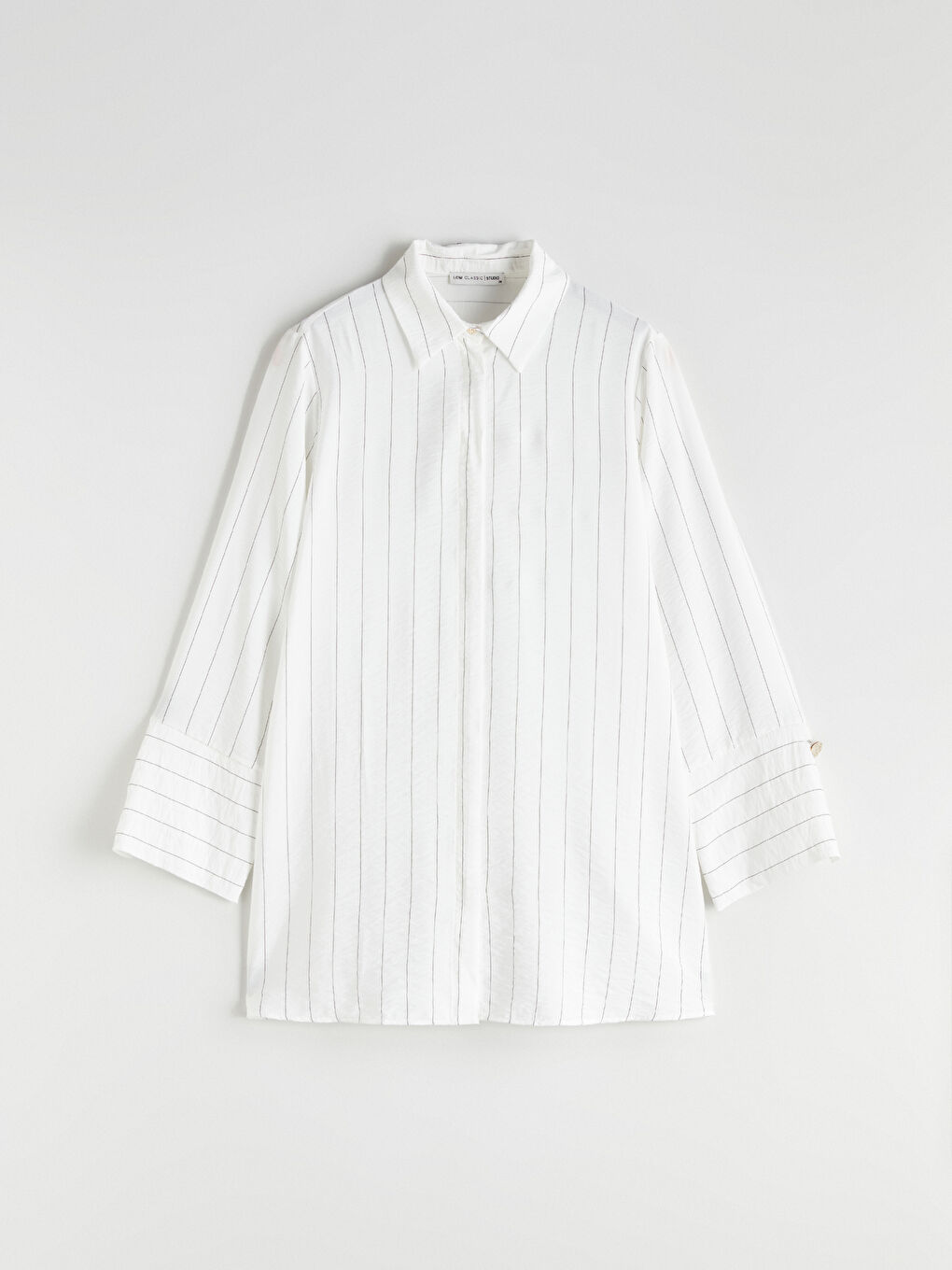 Siyah Büyük Beden Çizgili Kadın Gömlek Tunik-8