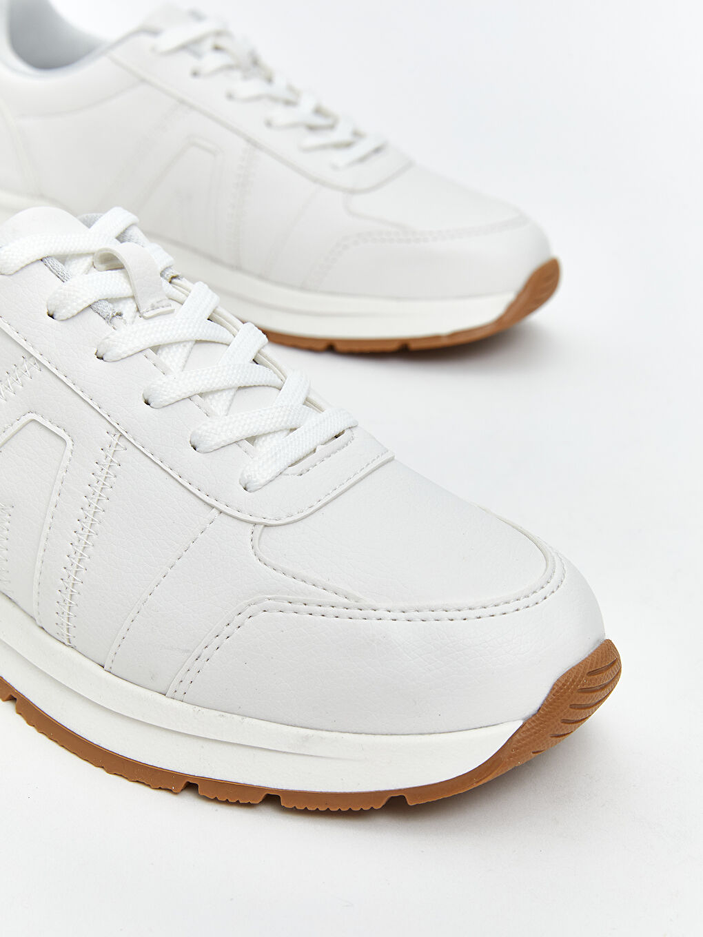 Beyaz Deri Görünümlü Kadın Spor Ayakkabı-2