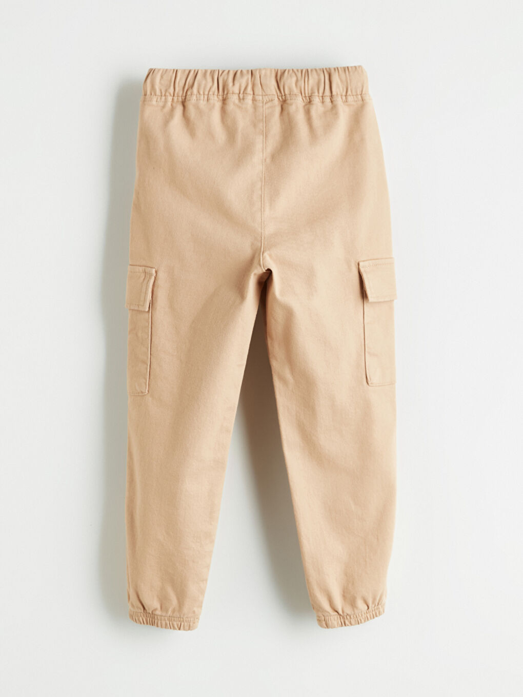 Bej Beli Lastikli Kız Çocuk Kargo Jogger Pantolon-2