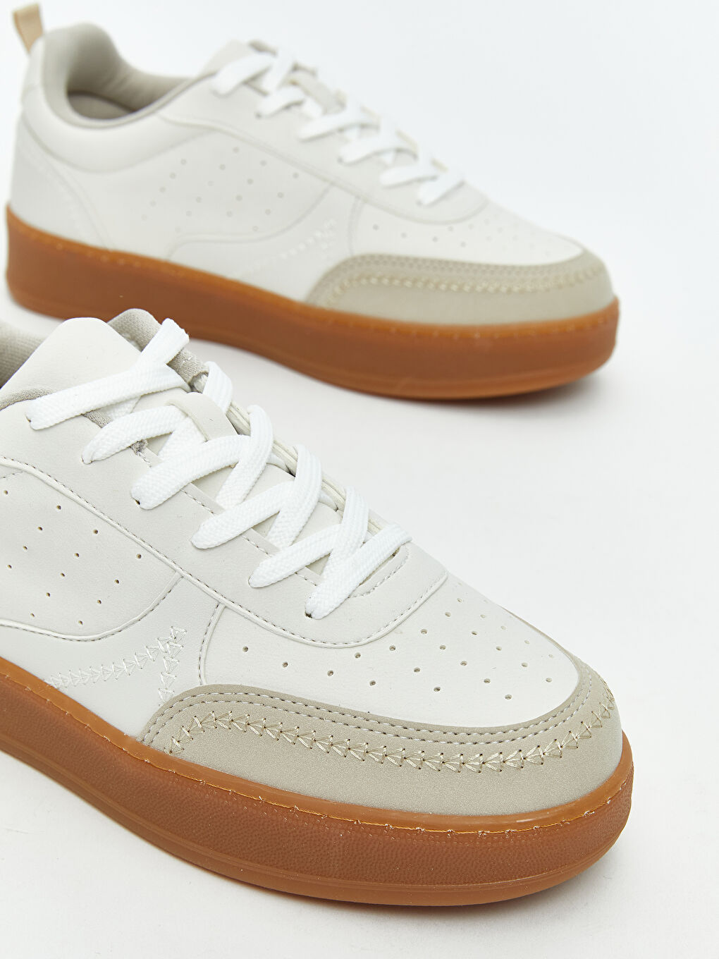 Bej Bağcıklı Kadın Spor Ayakkabı-2