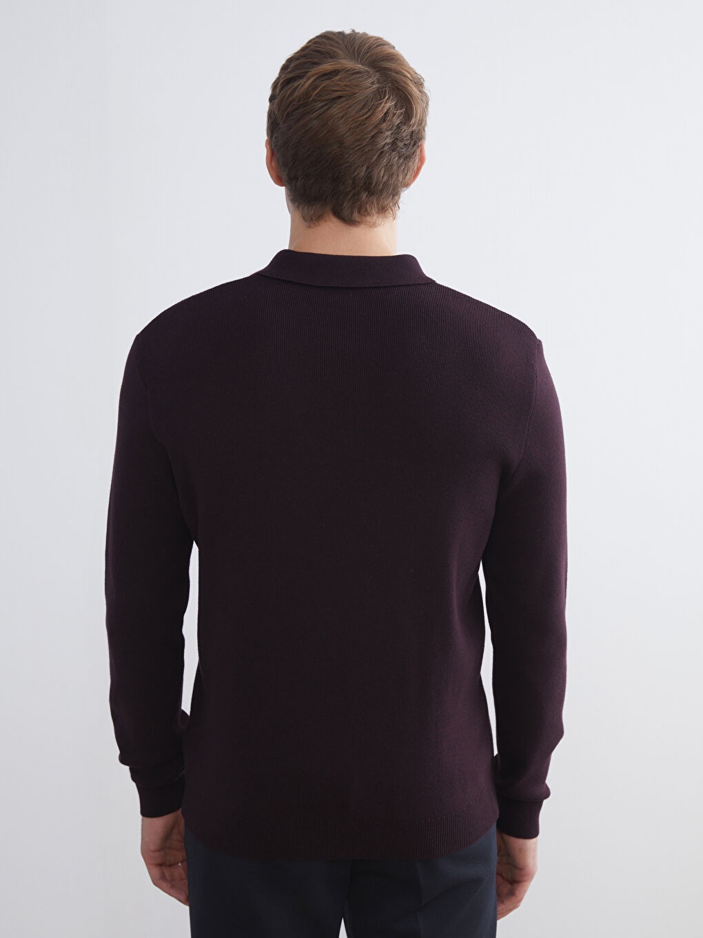 Standard Size Polo Collar Men's Sweater-3