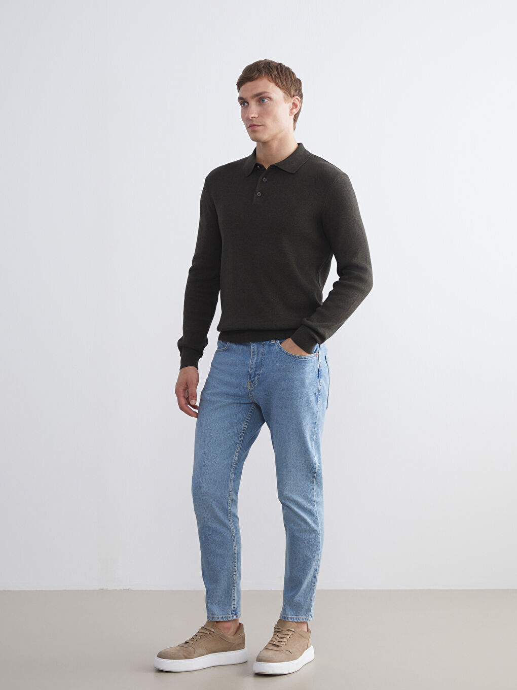 Standard Size Polo Collar Men's Sweater-1