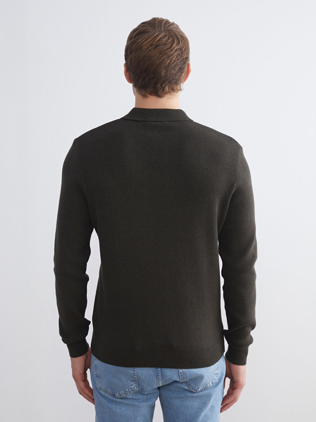 Standard Size Polo Collar Men's Sweater-3