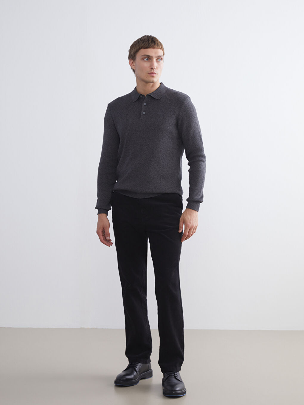 Standard Size Polo Collar Men's Sweater-1