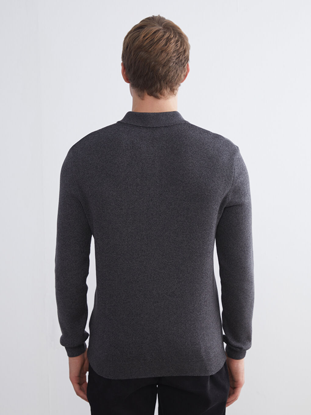Standard Size Polo Collar Men's Sweater-3