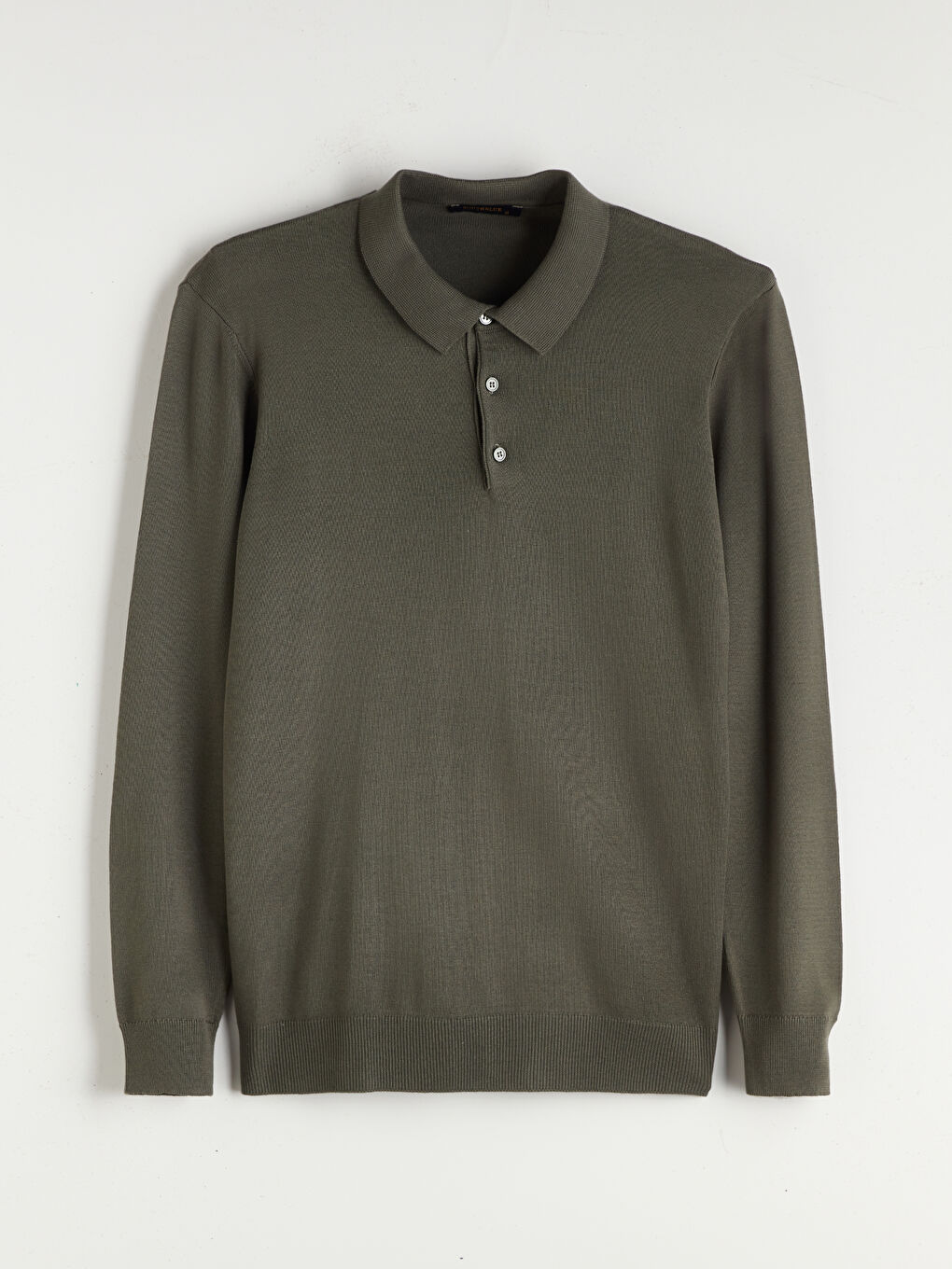 Yeşil Polo Yaka Erkek Triko Kazak-4