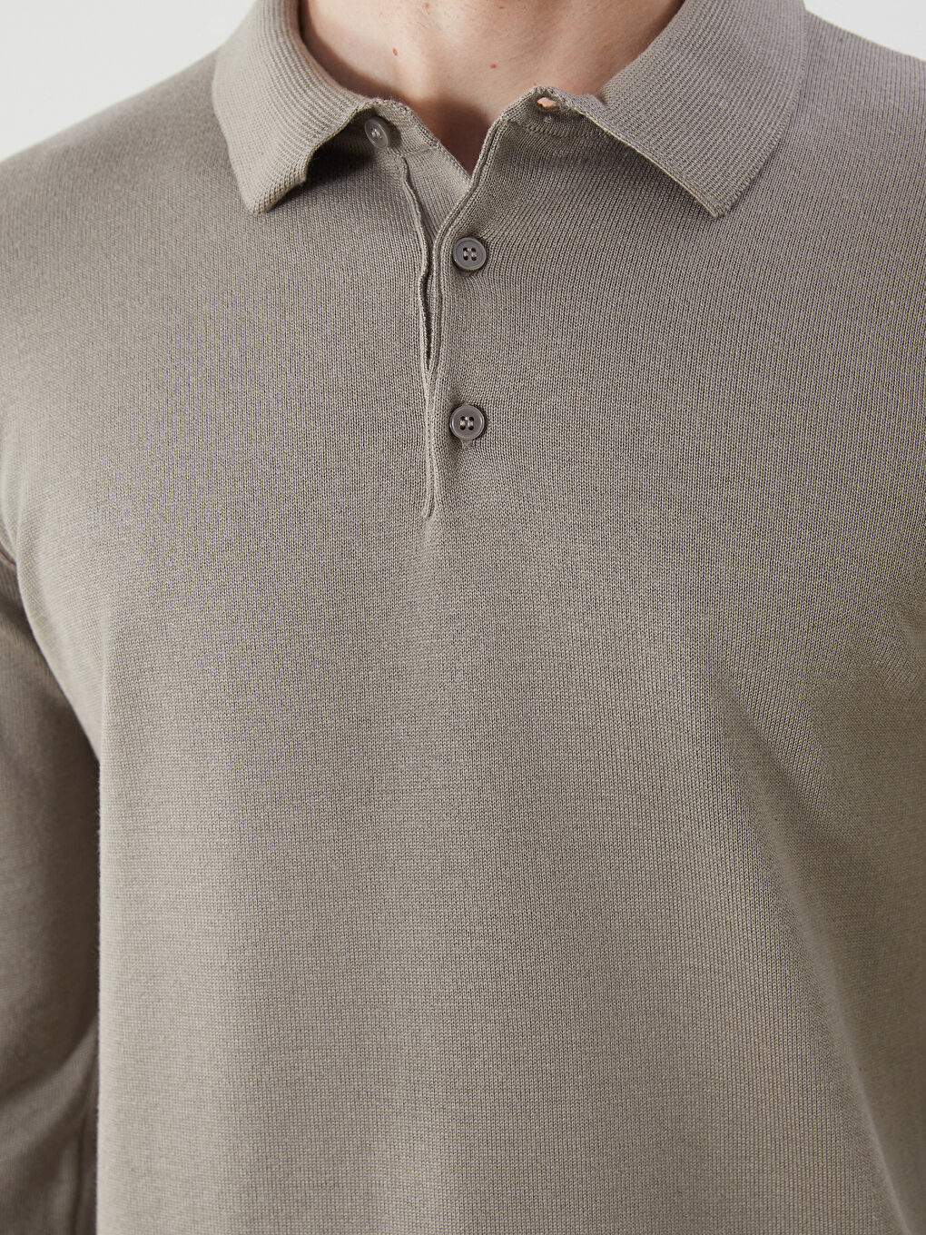 Bej Polo Yaka Erkek Triko Kazak-2