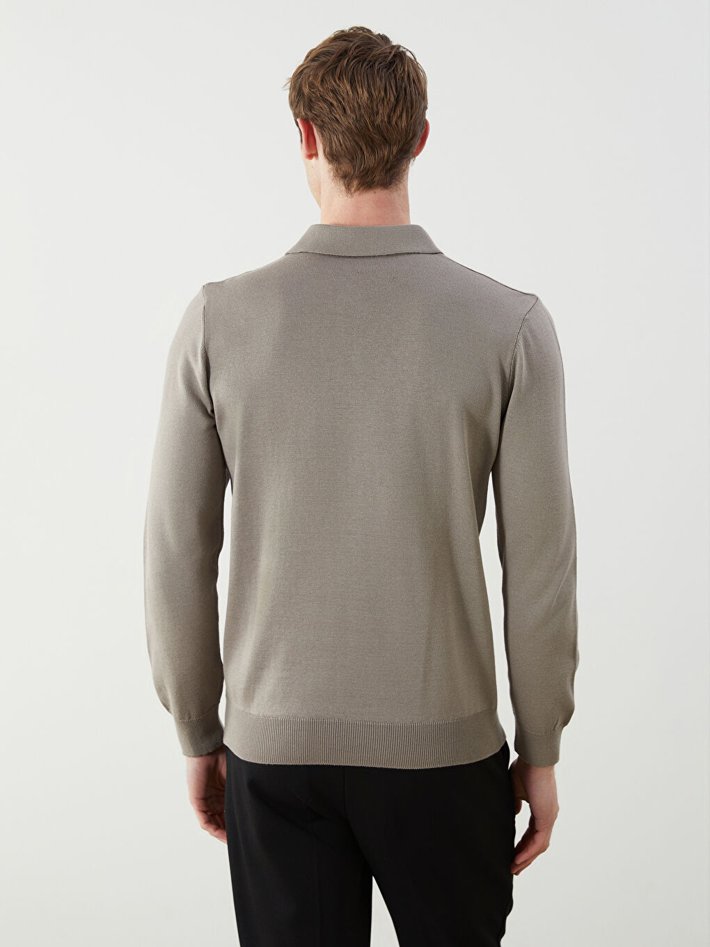 Bej Polo Yaka Erkek Triko Kazak-3