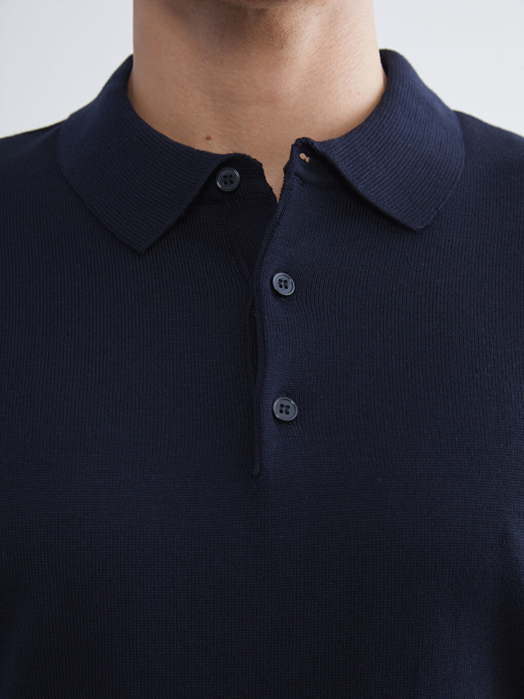 Lacivert Polo Yaka Erkek Triko Kazak-2