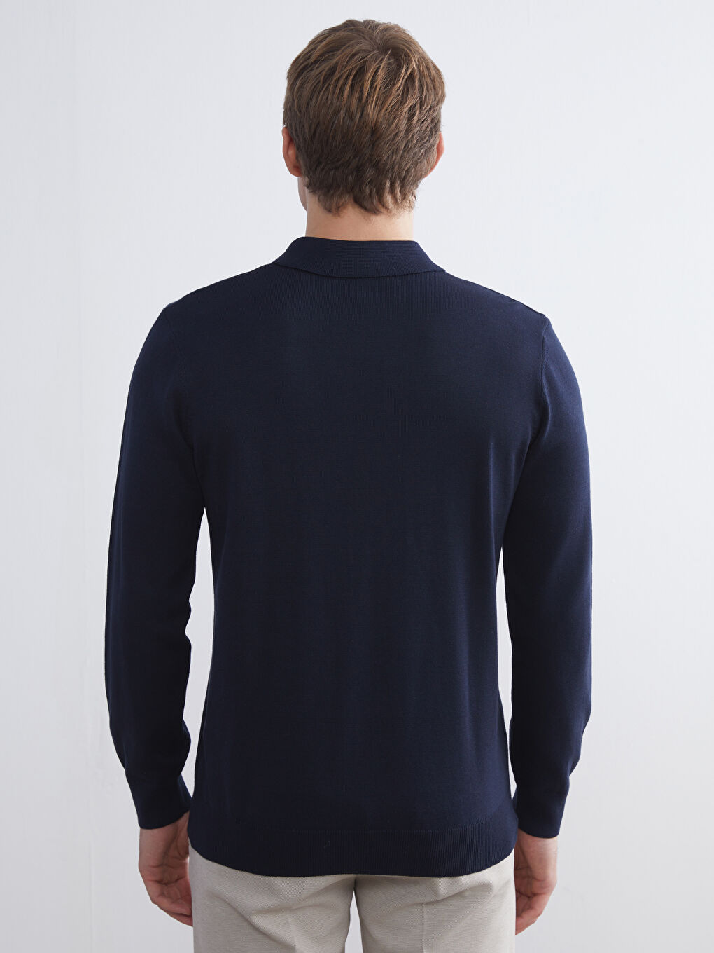 Lacivert Polo Yaka Erkek Triko Kazak-3