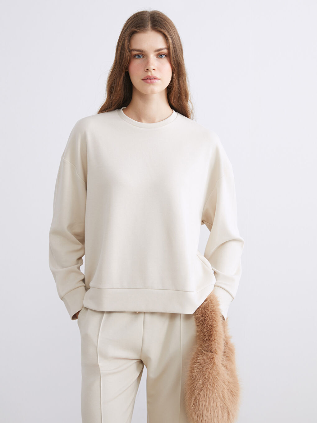 Crew Neck Oversize Women's Thick Sweatshirt