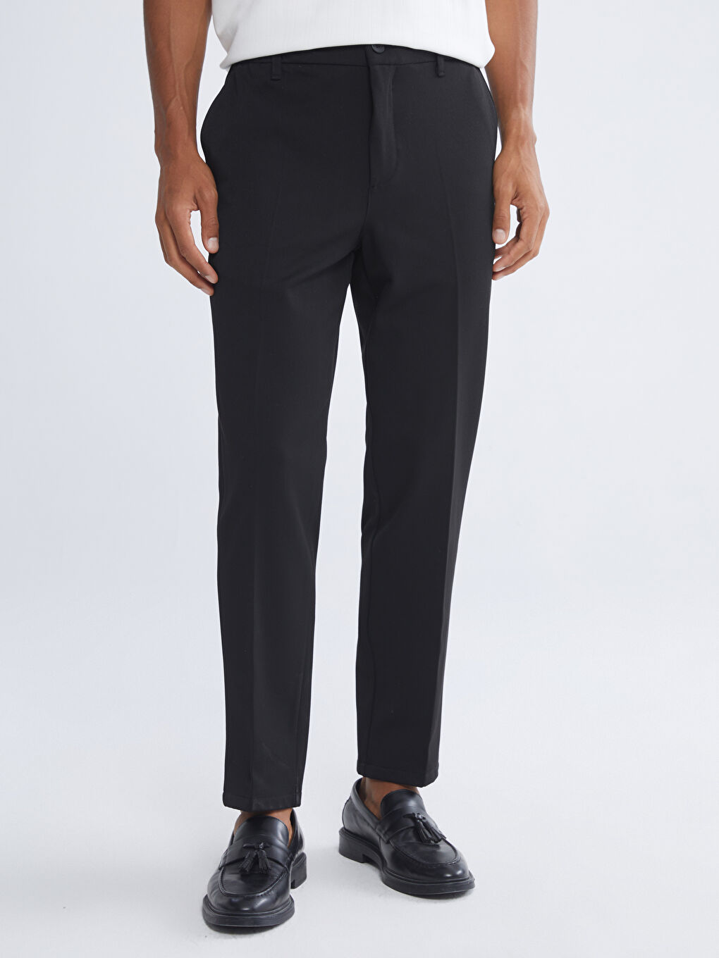Siyah Standart Kalıp Erkek Pantolon-1