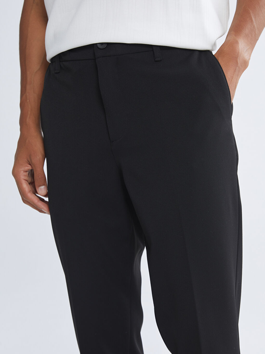 Siyah Standart Kalıp Erkek Pantolon-2