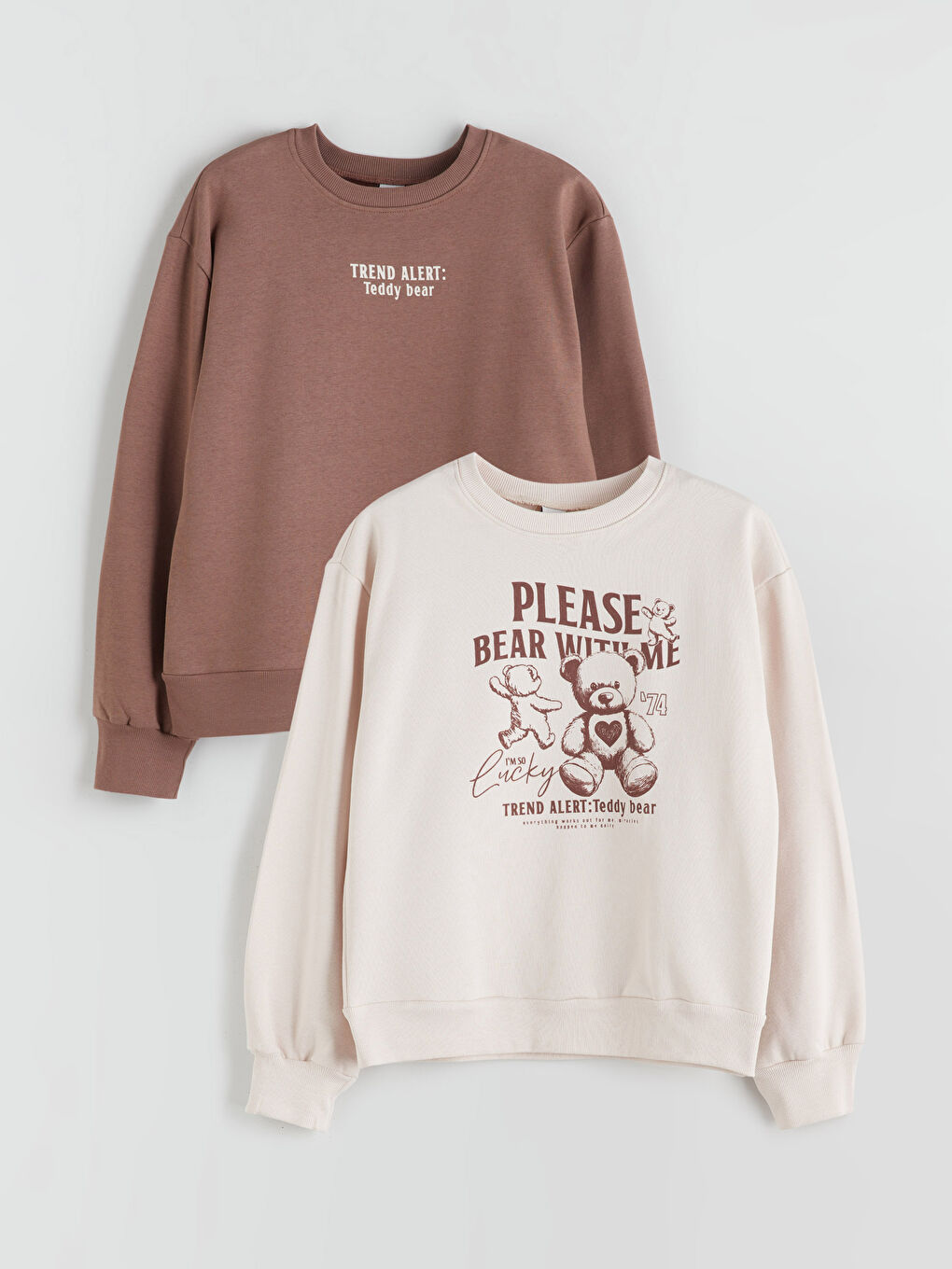 Crew Neck Girls' Sweatshirt 2 Pack