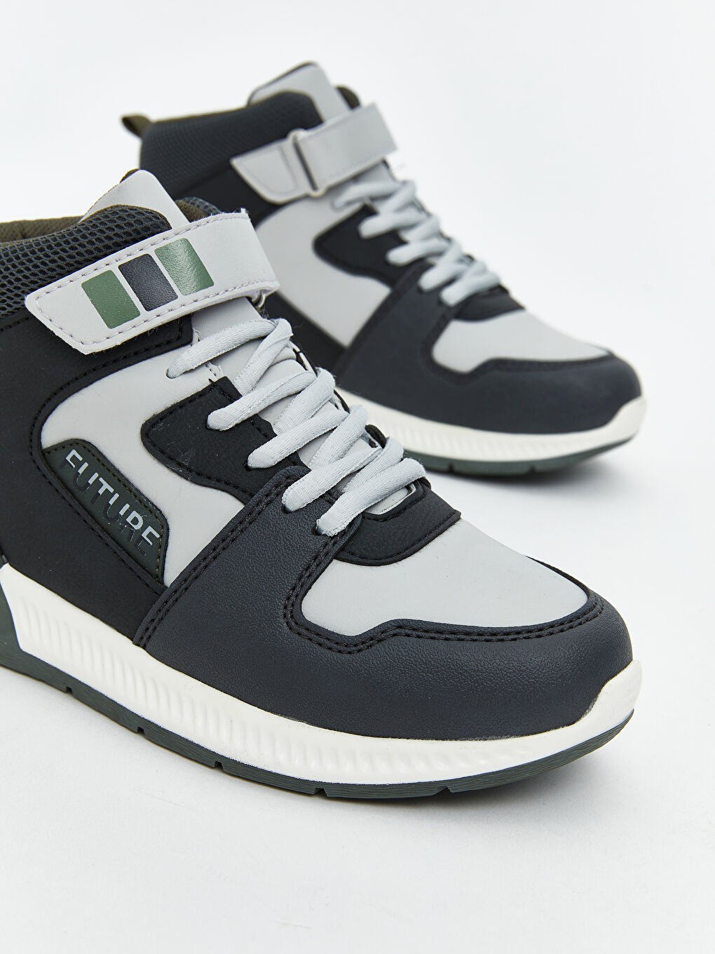 Antrasit Bağcık ve Cırt Cırtlı Bilek Boy Erkek Çocuk Spor Ayakkabı-2