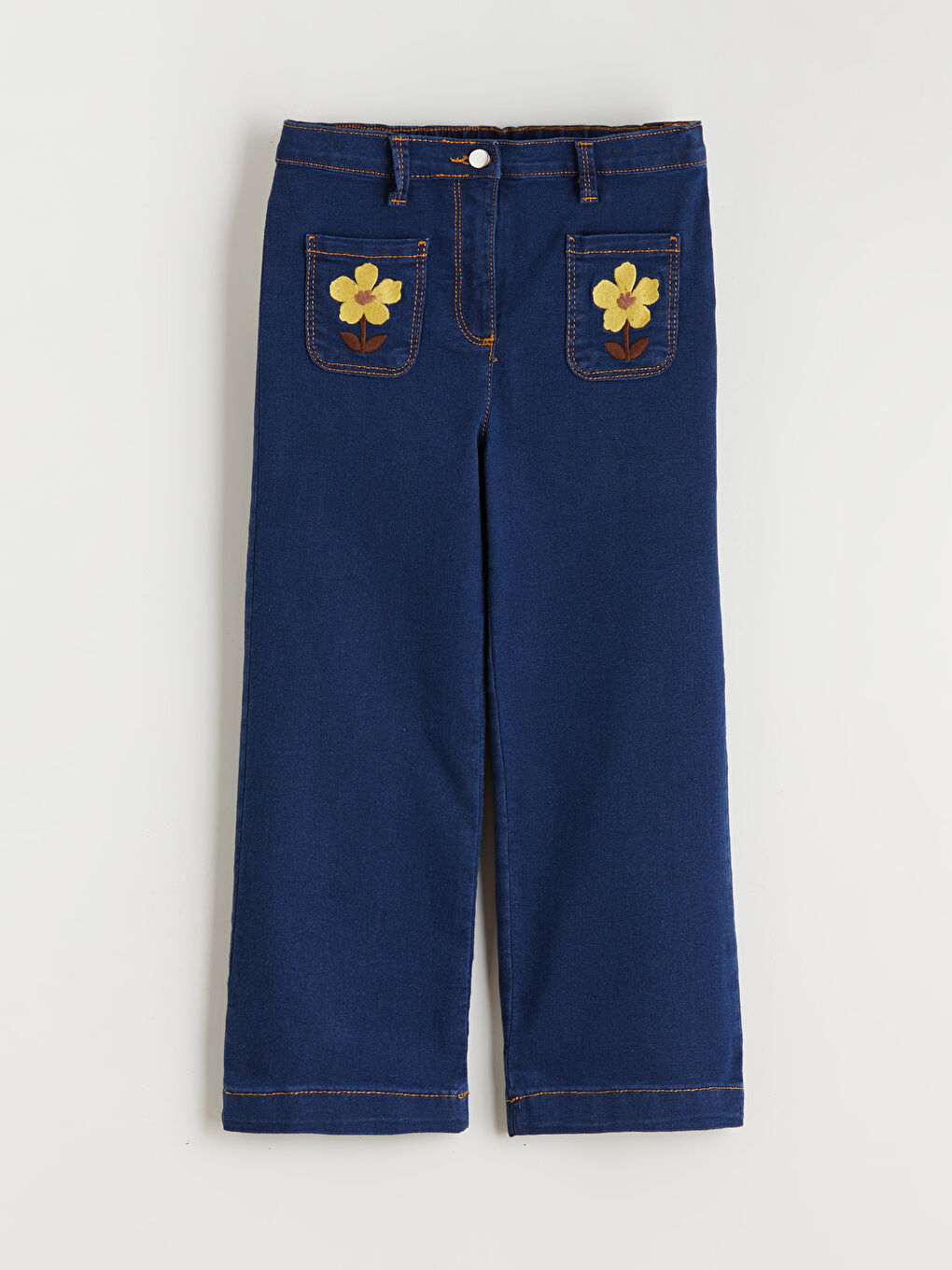 Flower Embroidered Girls' Jeans