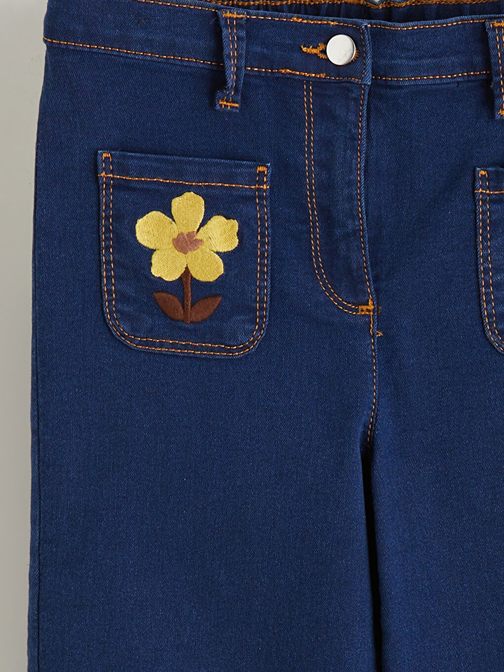 Flower Embroidered Girls' Jeans-2