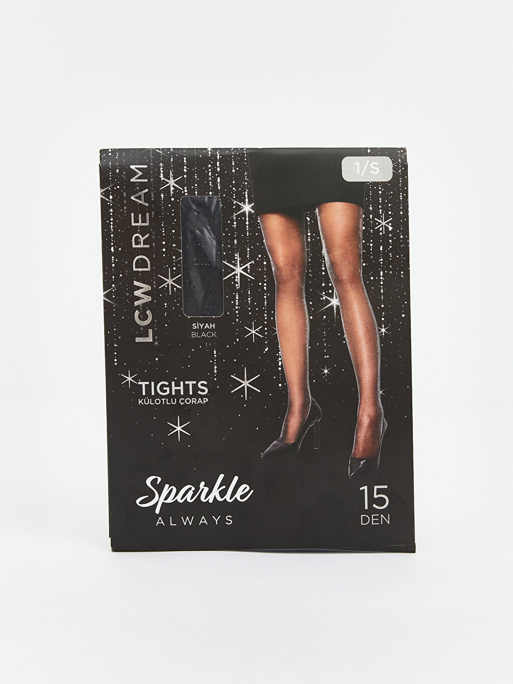 Siyah 15 Denye Simli Kadın Külotlu Çorap-3