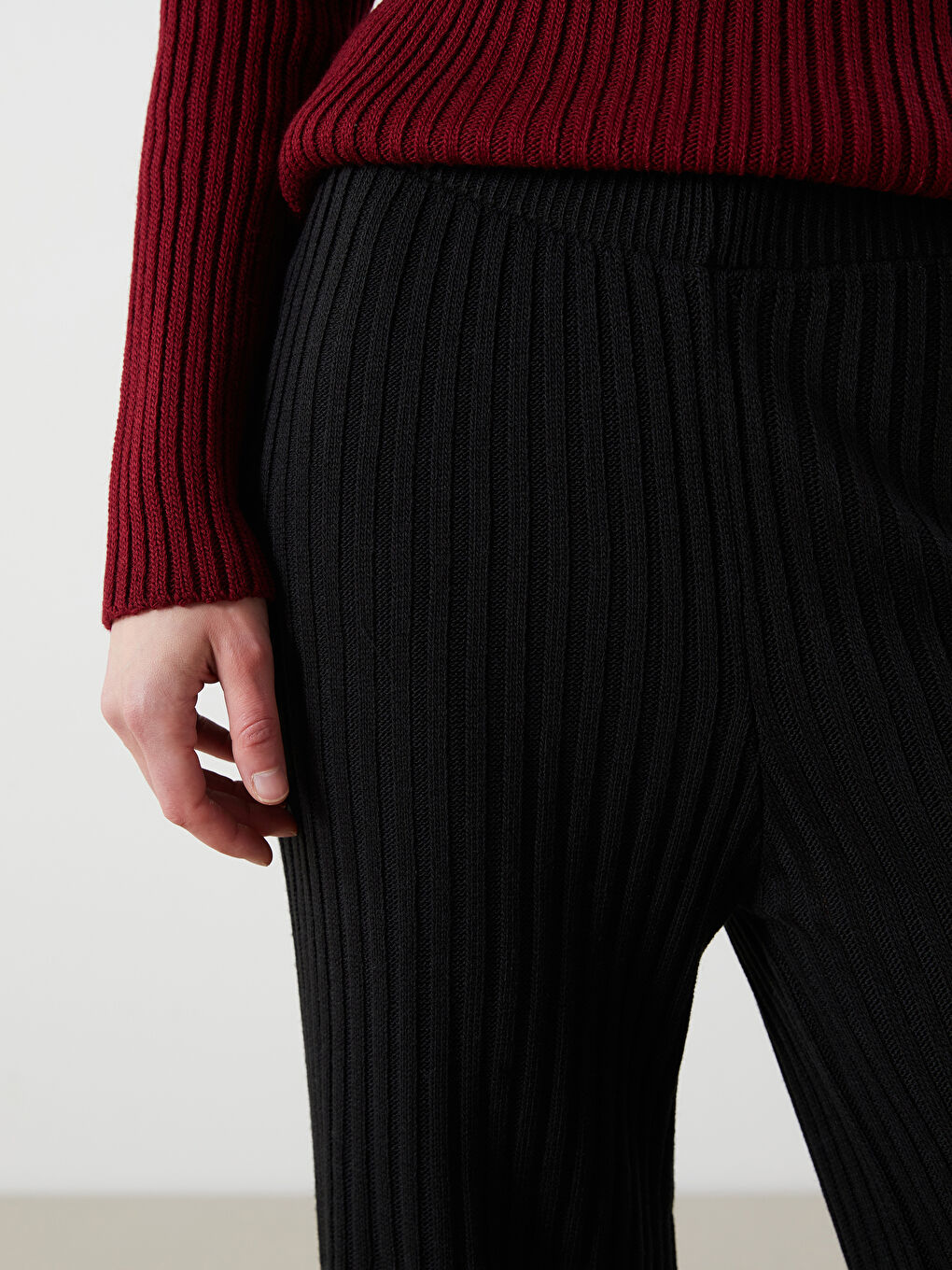 Elasticated Waist Women's Knitwear Trousers-2