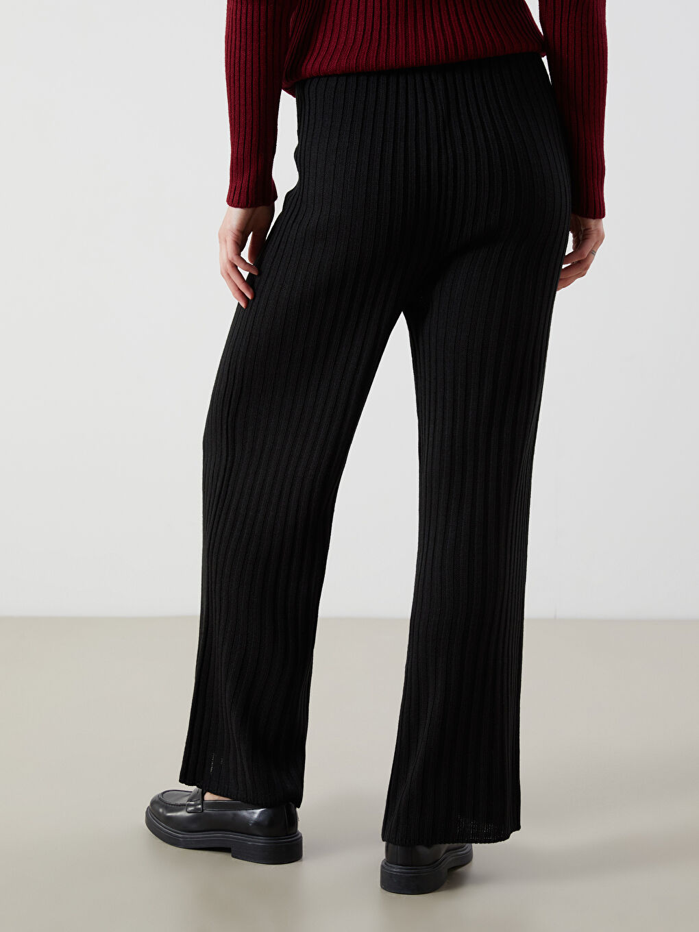 Elasticated Waist Women's Knitwear Trousers-3