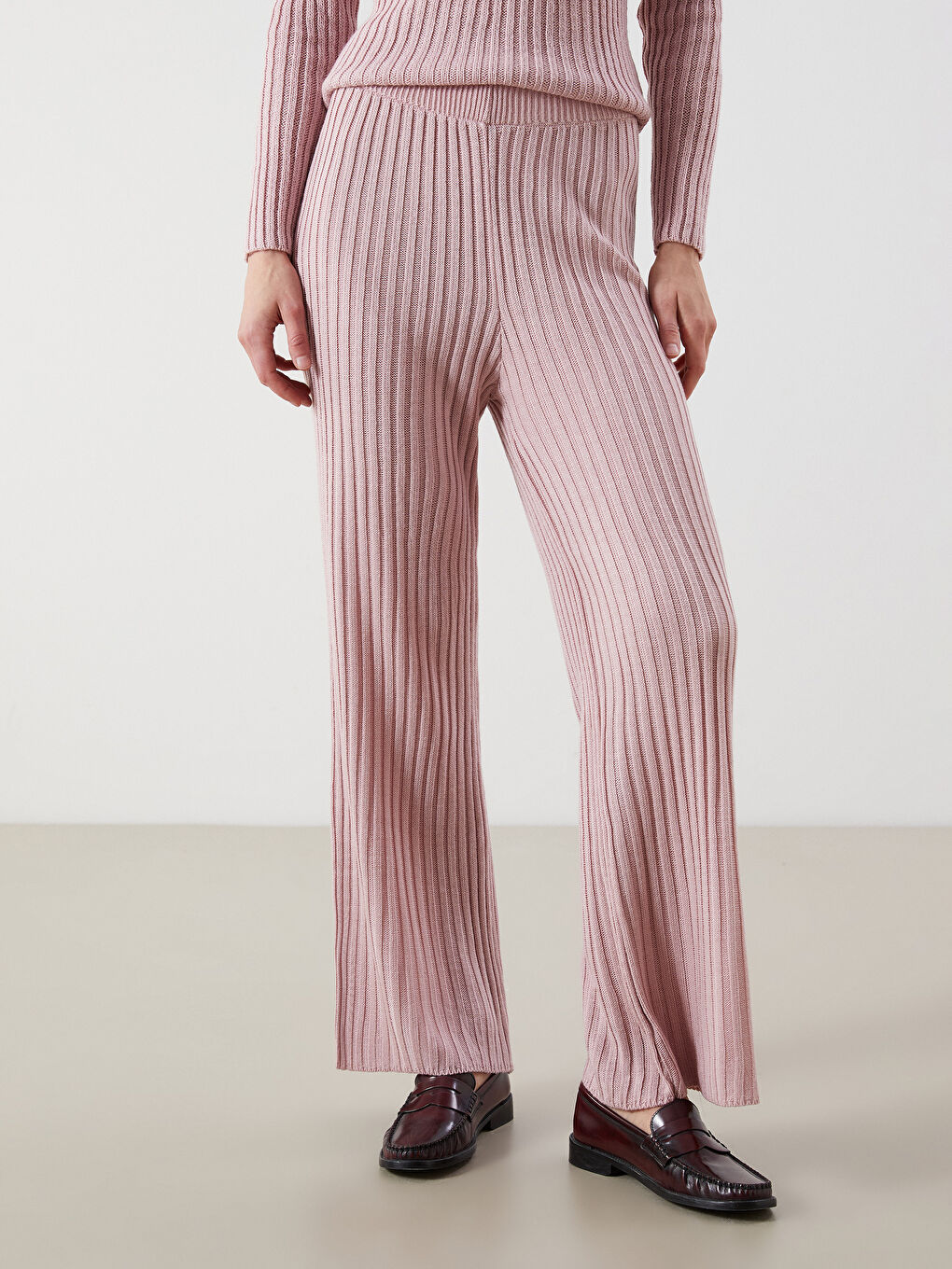 Elasticated Waist Women's Knitwear Trousers-1