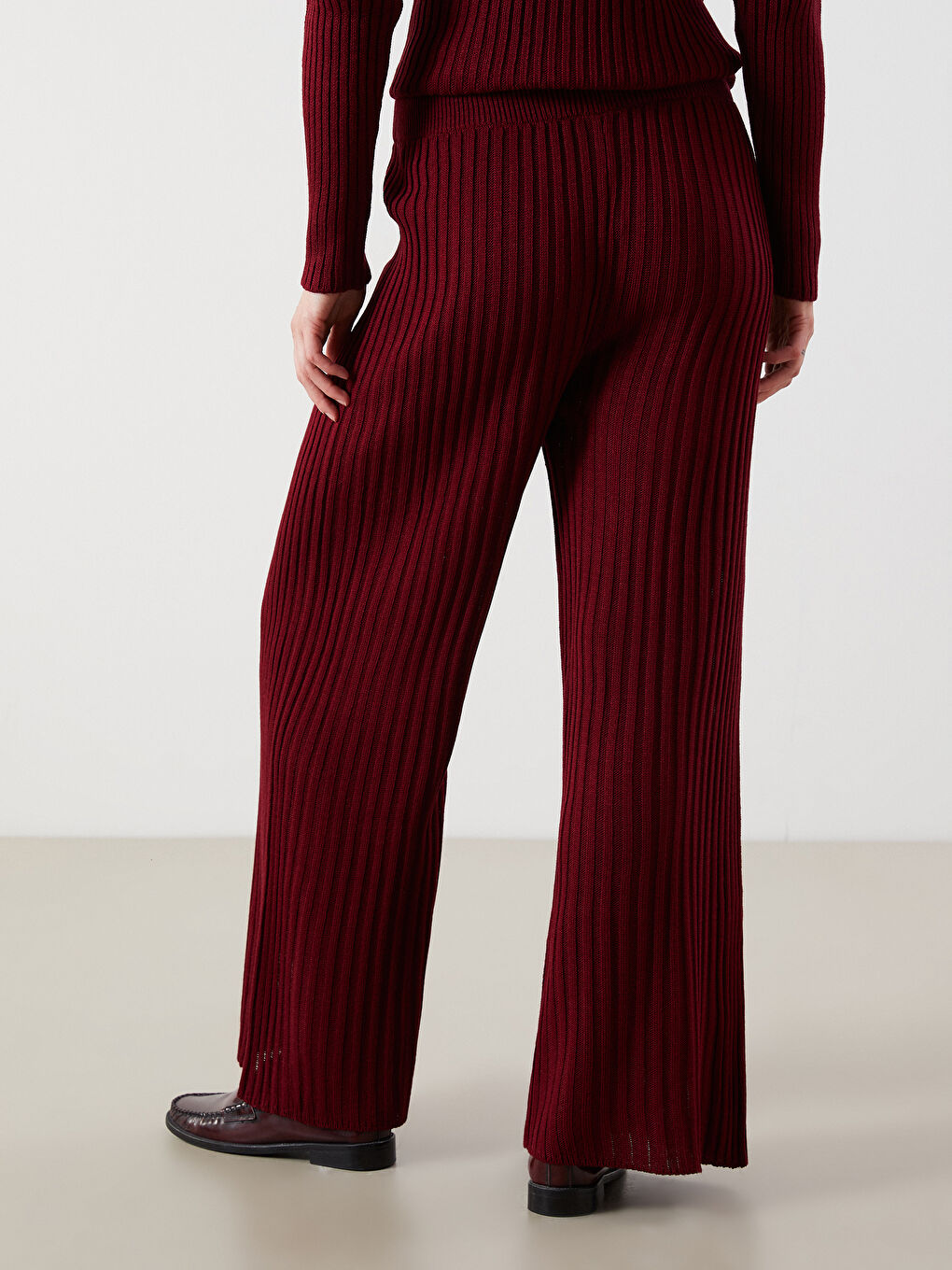 Elasticated Waist Women's Knitwear Trousers-3