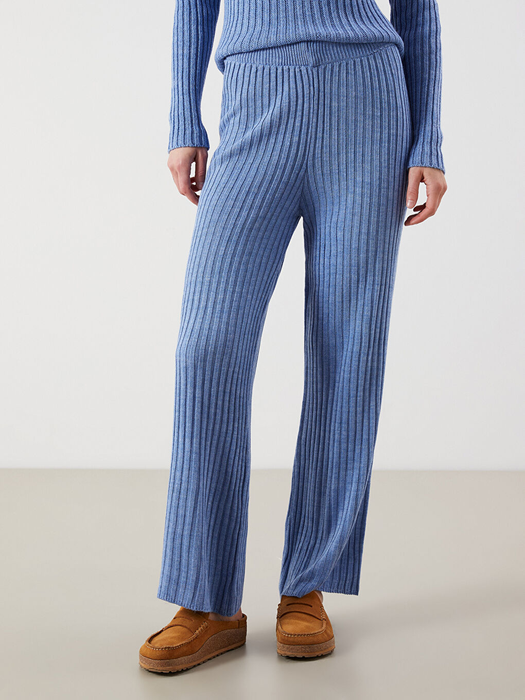 Elasticated Waist Women's Knitwear Trousers-1