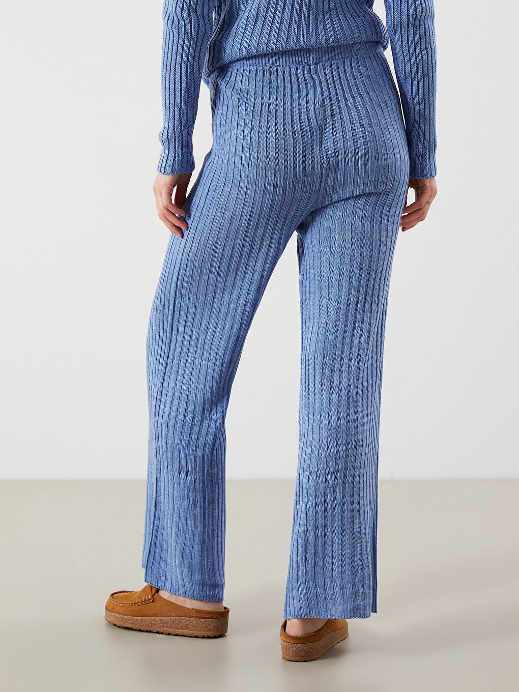 Elasticated Waist Women's Knitwear Trousers-3