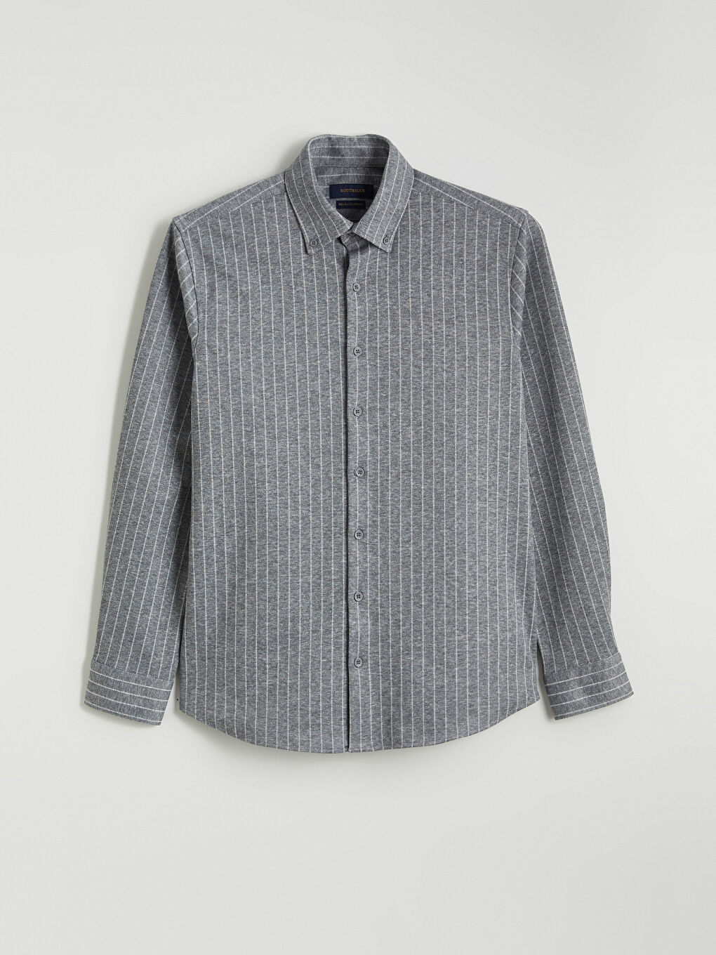 Gri Çizgili Uzun Kollu Erkek Gömlek-4