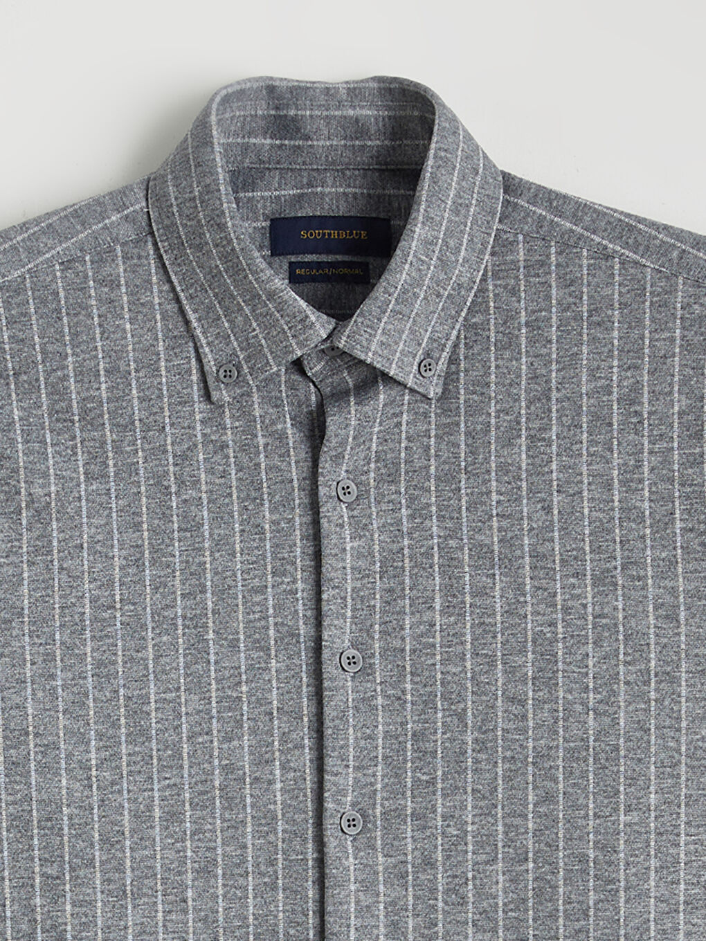 Gri Çizgili Uzun Kollu Erkek Gömlek-5