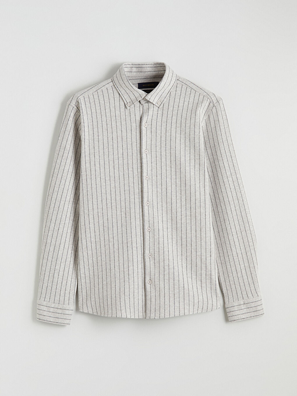 Ekru Çizgili Uzun Kollu Erkek Gömlek-4