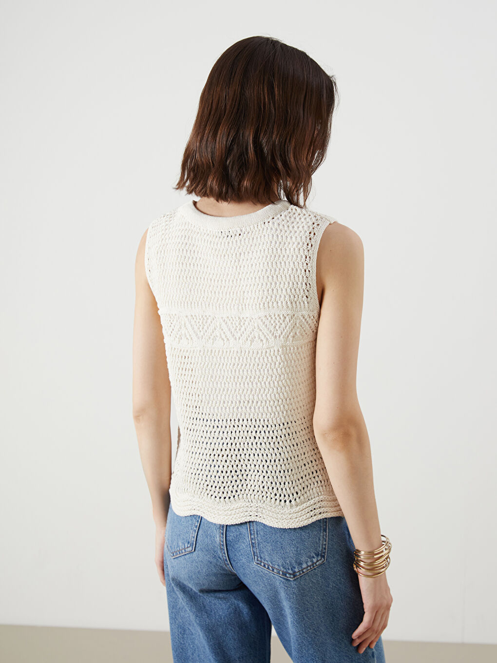 LCW Vision Crew Neck Hole-Knitted Women's Knit Tank Top -W5GI11Z8-FDU