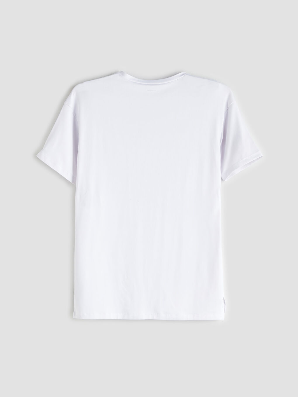 Beyaz Bisiklet Yaka Kadın Spor Tişört-5