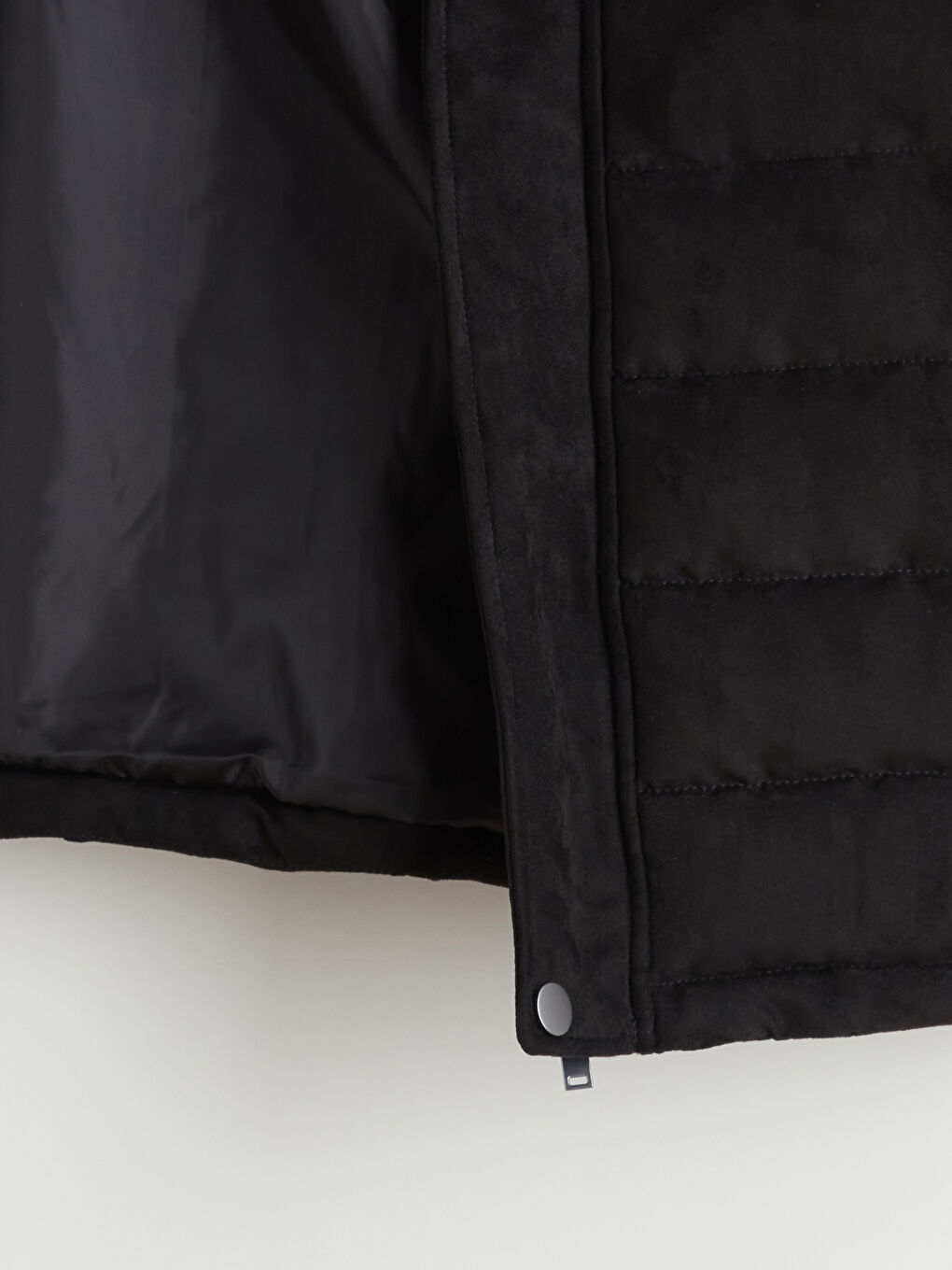 Siyah Slim Fit Dik Yaka Süet Erkek Mont-6