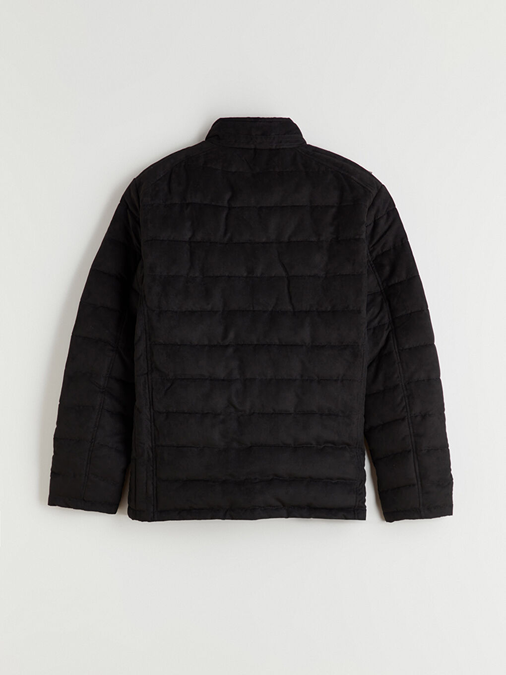 Siyah Slim Fit Dik Yaka Süet Erkek Mont-7