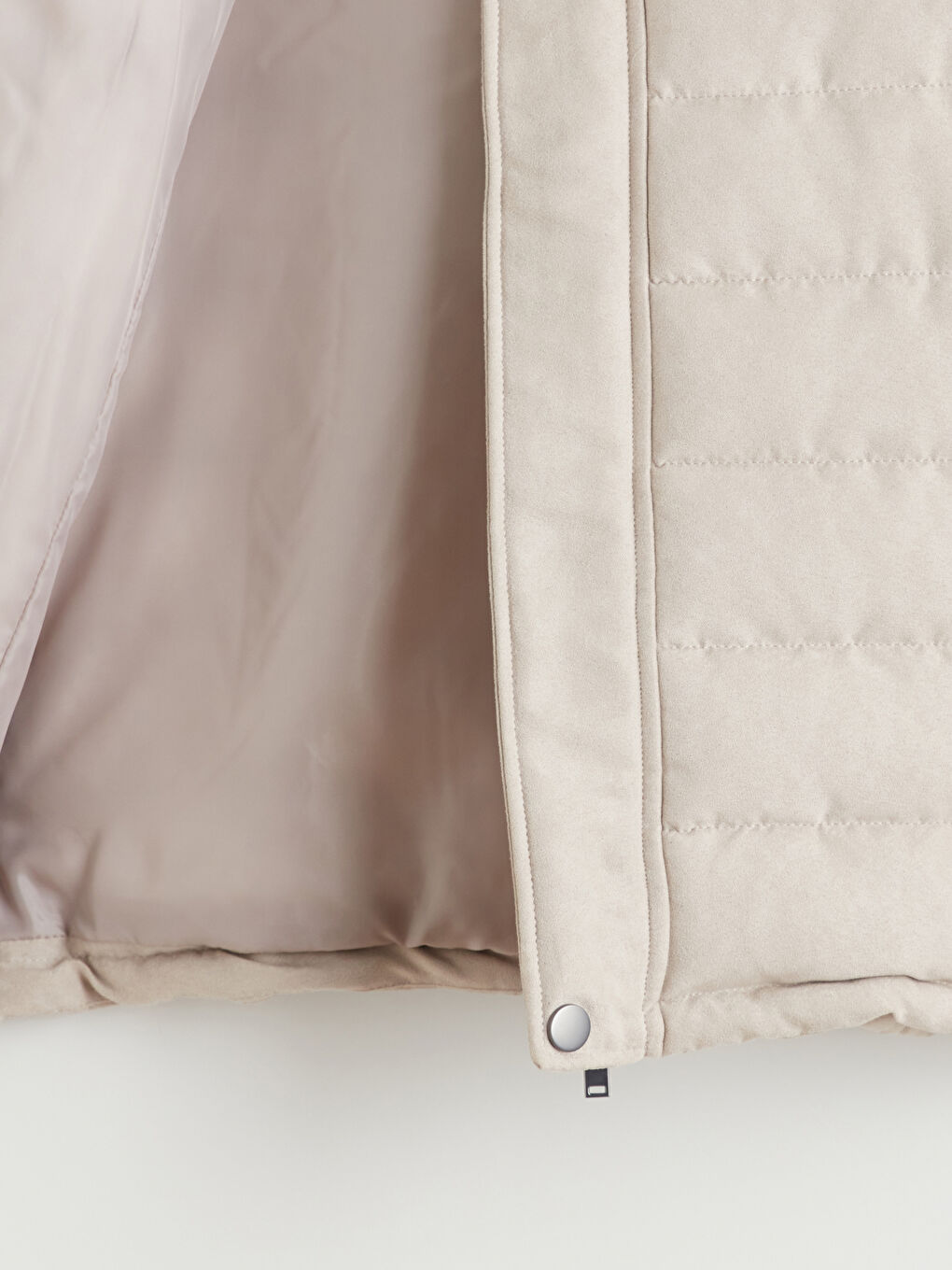 Bej Slim Fit Dik Yaka Süet Erkek Mont-6