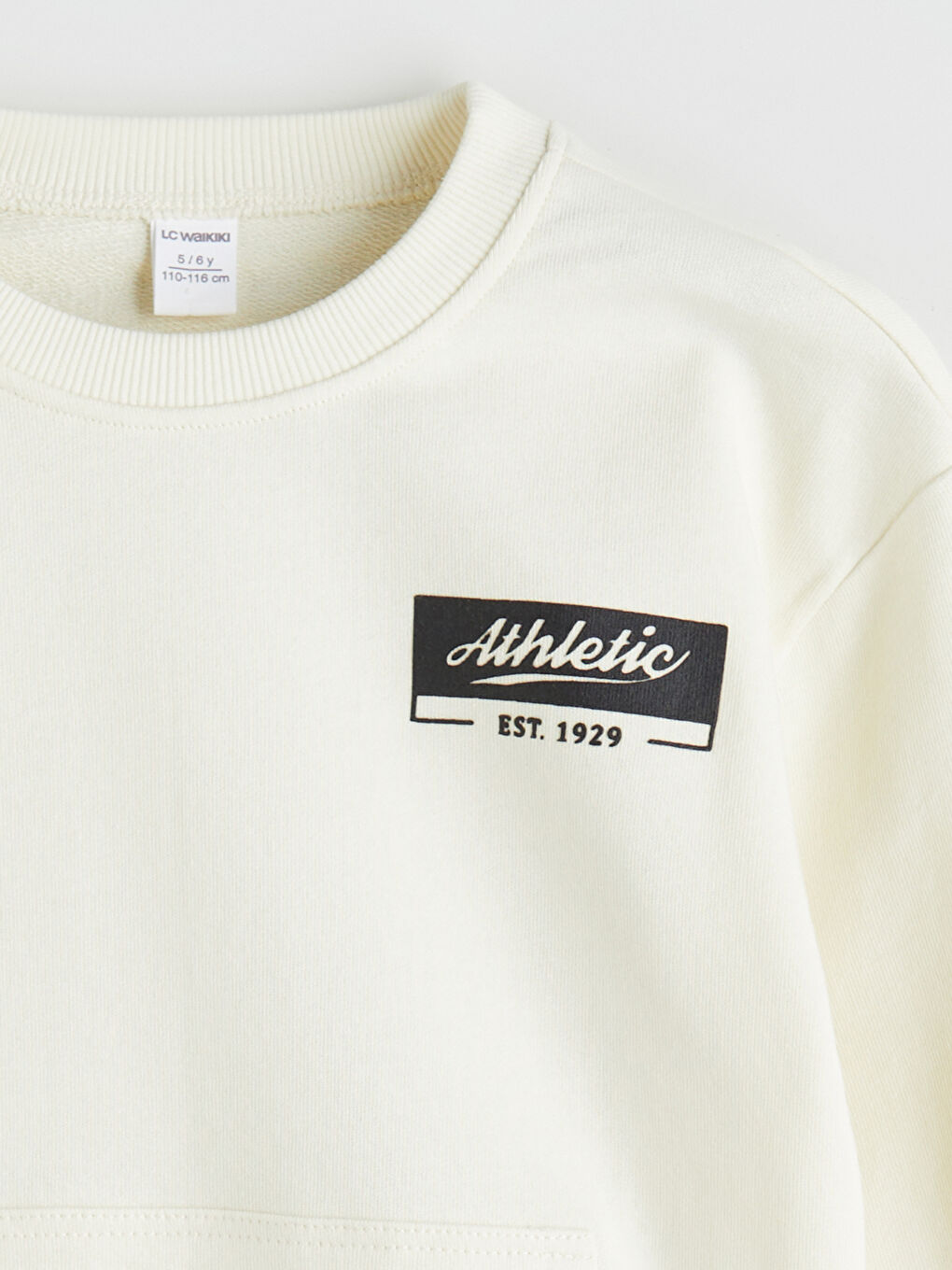 Bej Bisiklet Yaka Baskılı Erkek Çocuk Sweatshirt-2